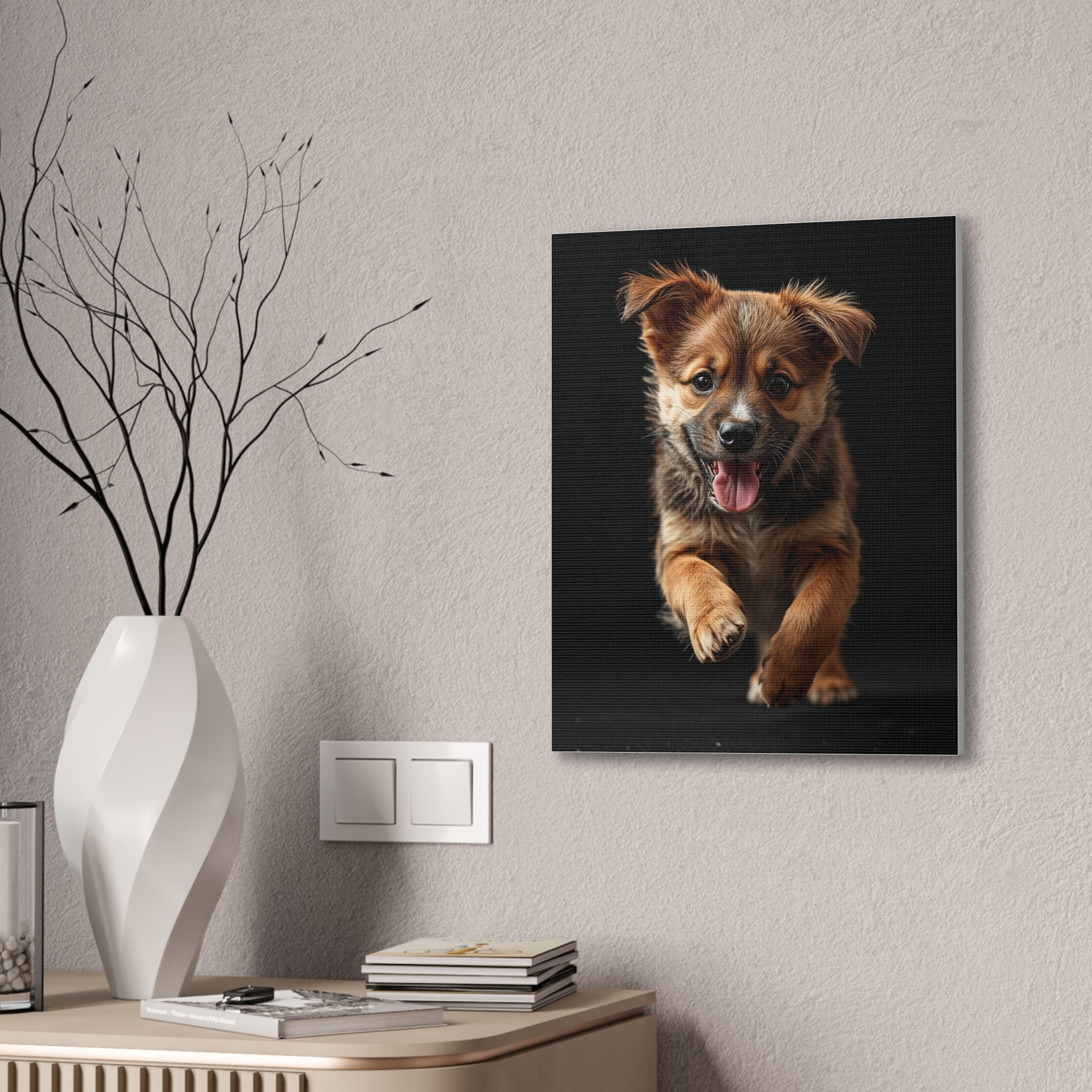 Running Puppy Canvas | Stretched Wall Art, gift for dog lovers