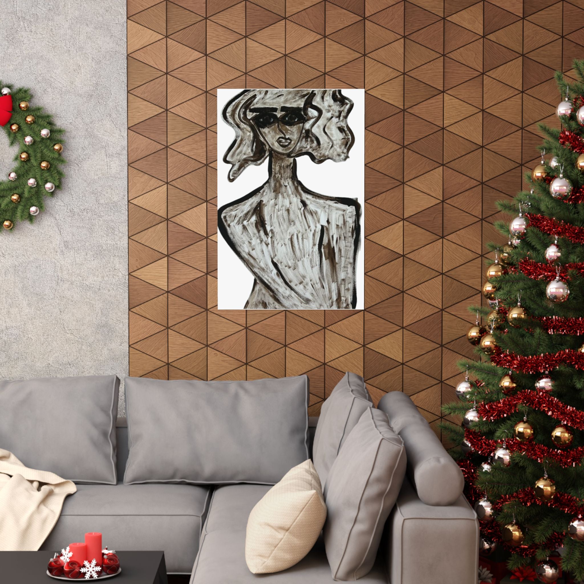 Affiche, Affiche de mode abstraite monochrome | Art mural vertical