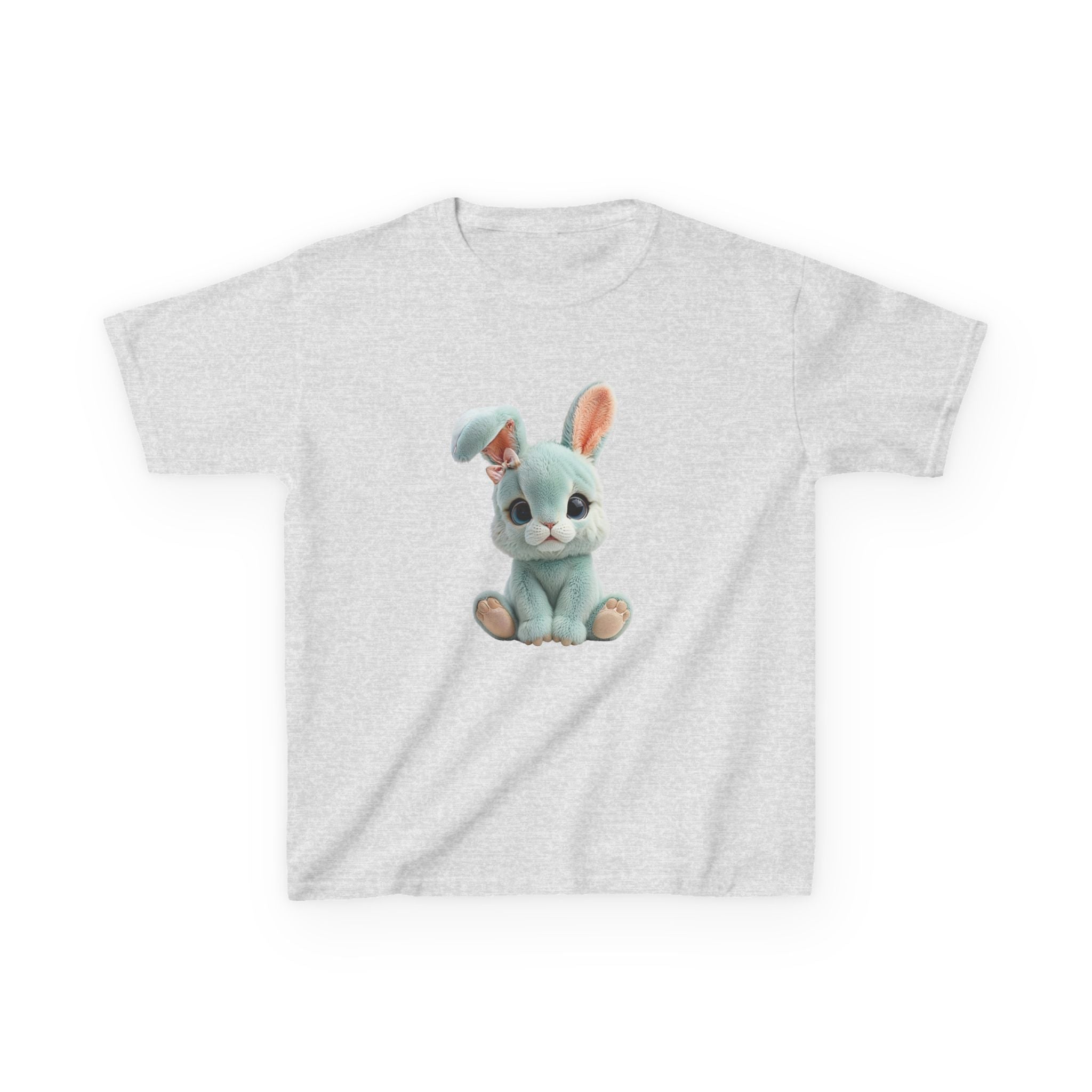 T-shirt enfant lapin en peluche mignon | Illustration de lapin bleu pastel, T-shirt de Pâques