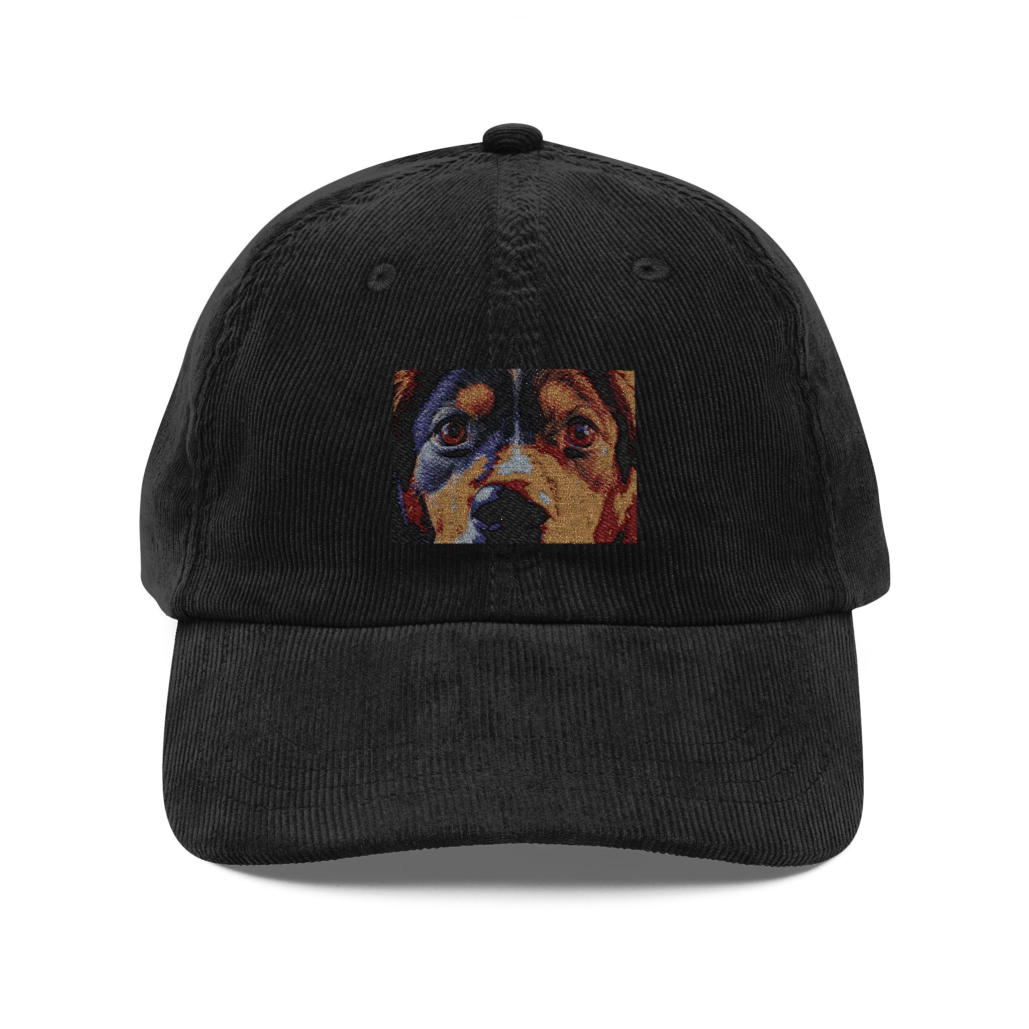 Casquette brodée avec portrait de chien | Casquette de baseball vintage en velours côtelé