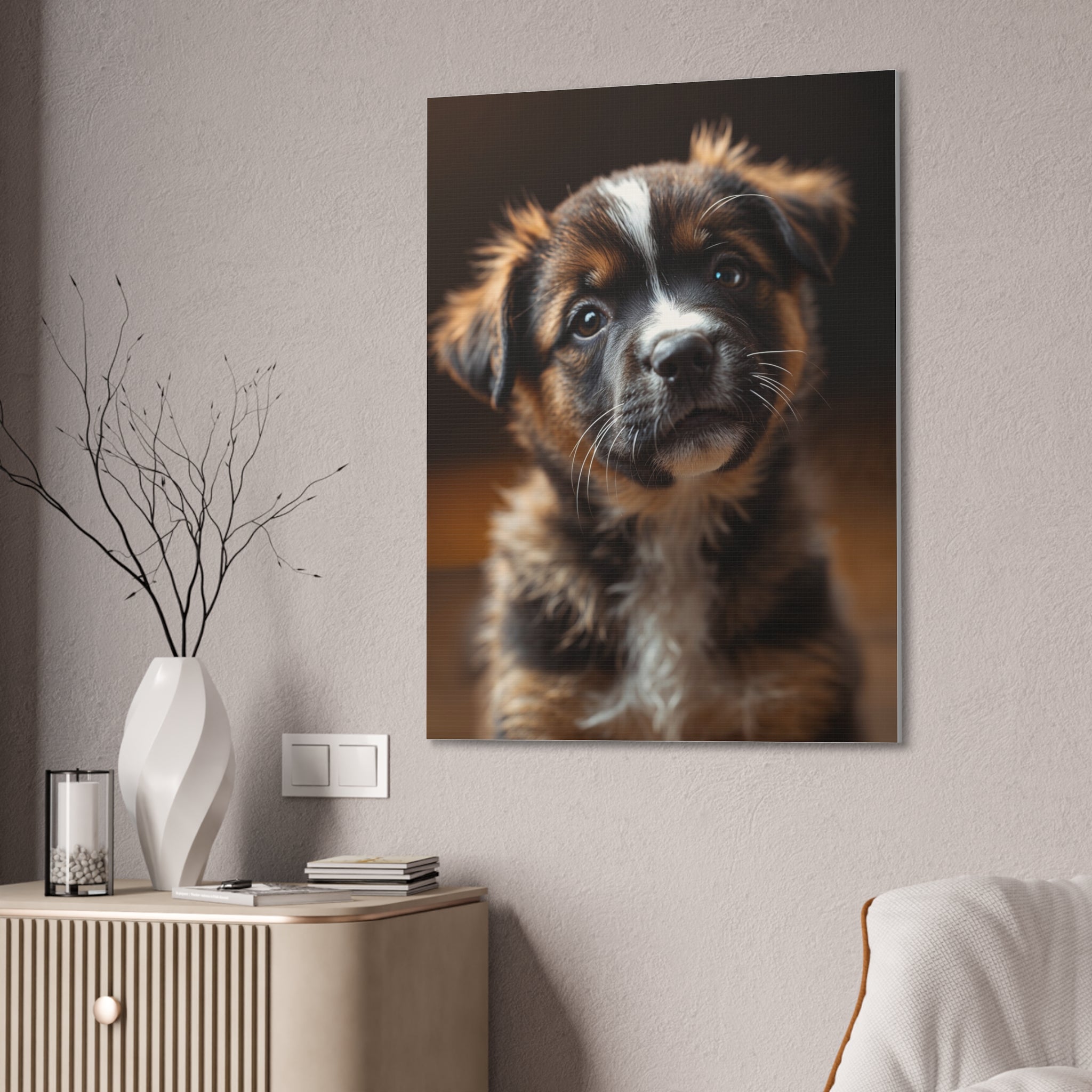 Adorable Puppy Portrait Canvas, gift for dog lovers, wall art with dog