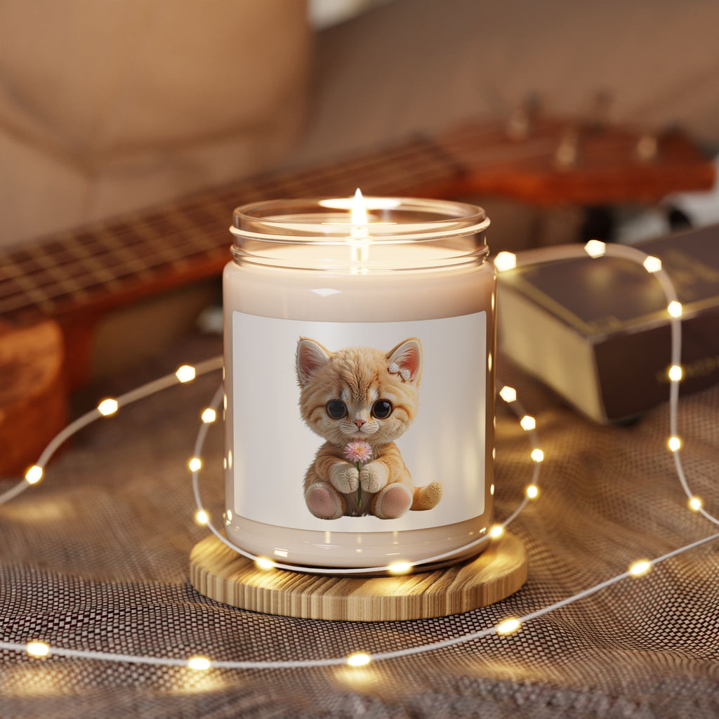 Bougie avec chaton — Pot chaton kawaii mignon (parfum floral doux), bio