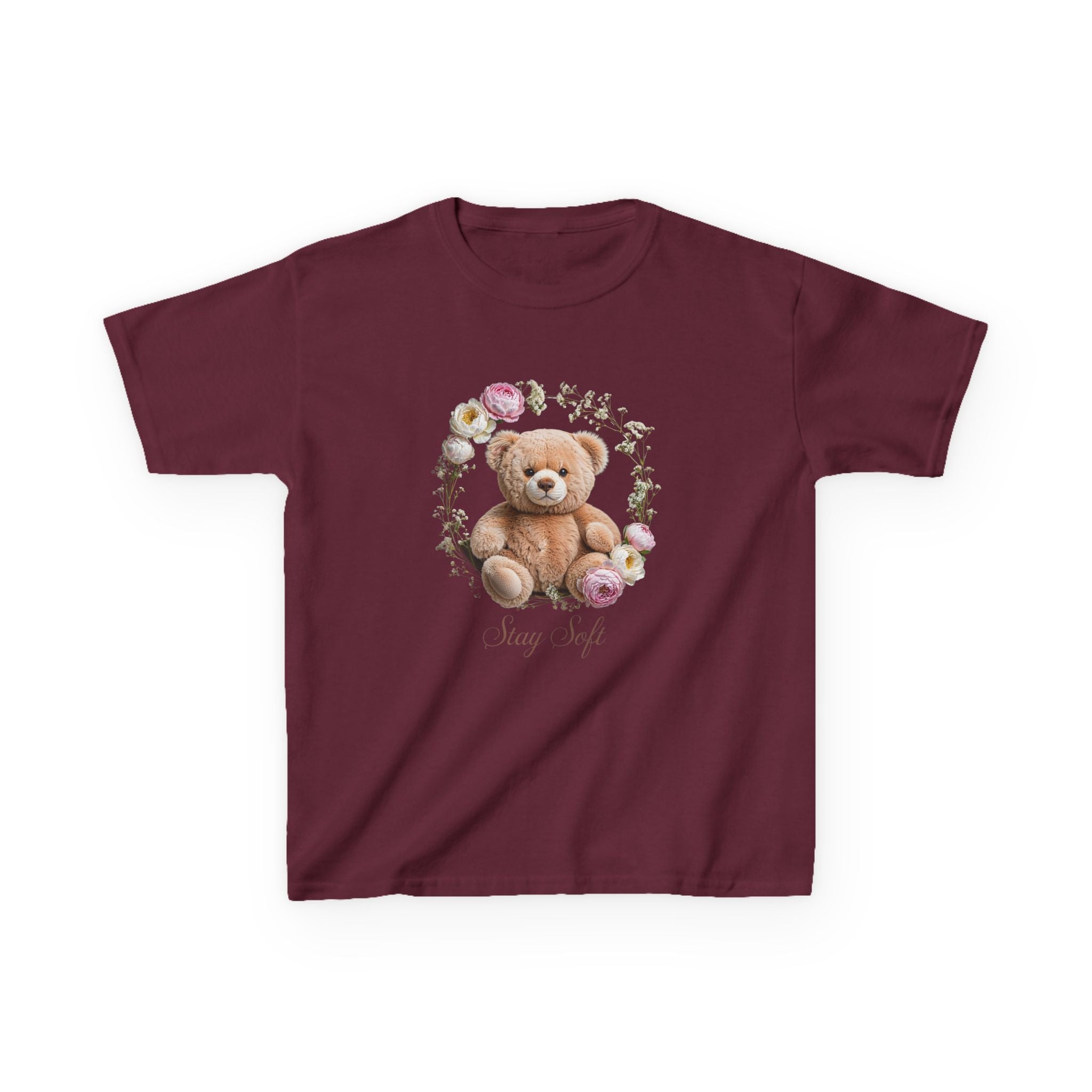 T-shirt enfant ours en peluche | T-shirt ours en peluche fleuri, T-shirt ours en peluche kawaii, Imprimé ours mignon, T-shirt unisexe doux