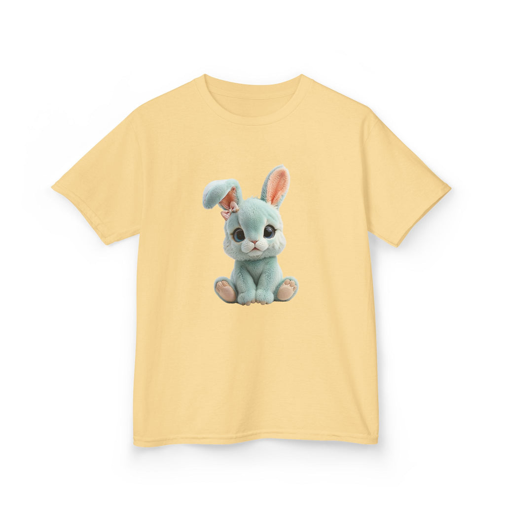 T-shirt enfant lapin en peluche mignon | Illustration de lapin bleu pastel, T-shirt de Pâques