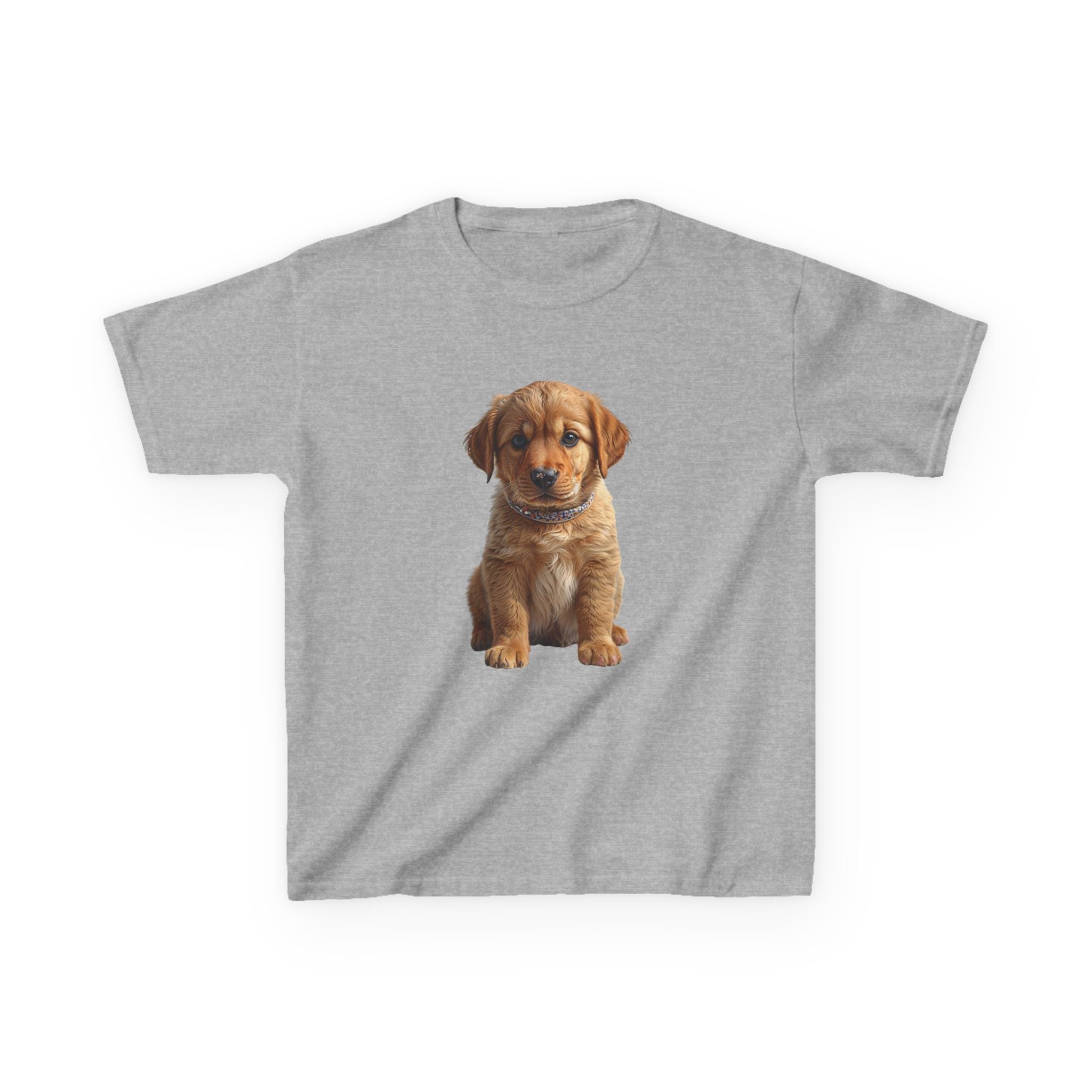 T-shirt enfant illustration chiot marron | T-shirt chien mignon, amoureux des animaux