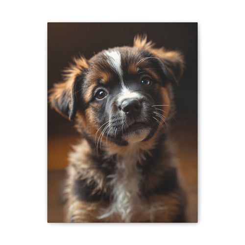 Adorable Puppy Portrait Canvas, gift for dog lovers, wall art with dog