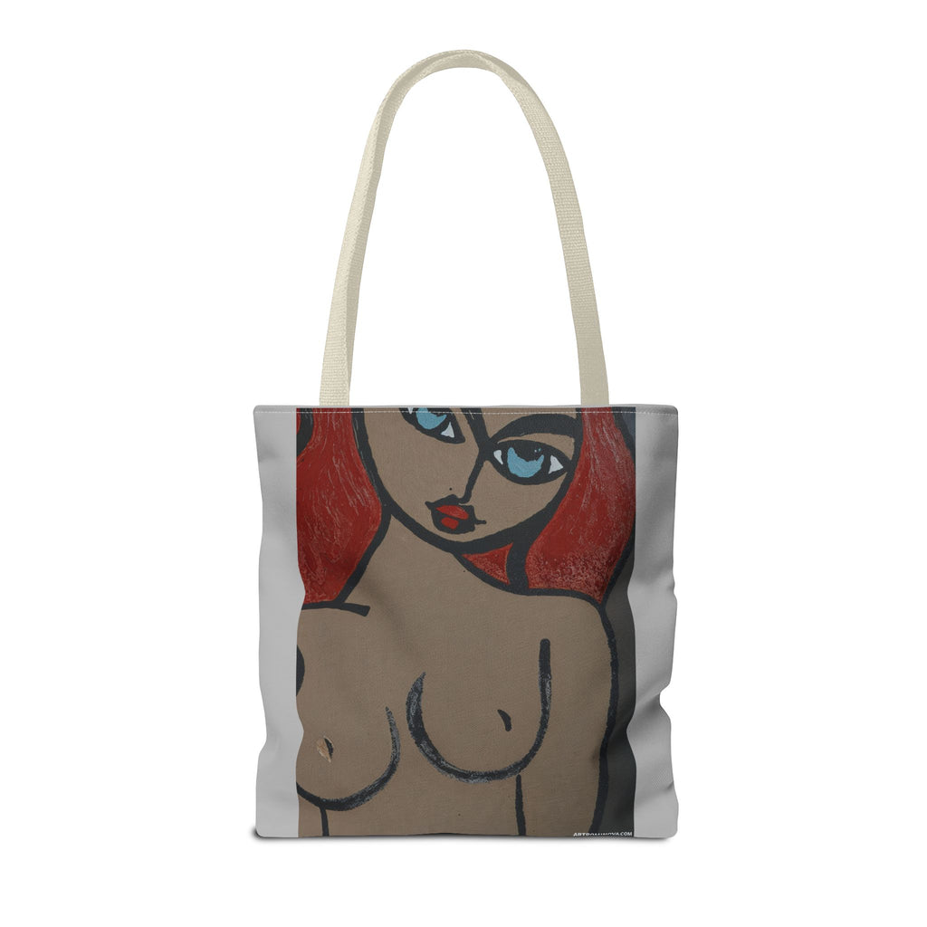 Sac fourre-tout portrait abstrait de femme | Motif expressionniste peint à la main