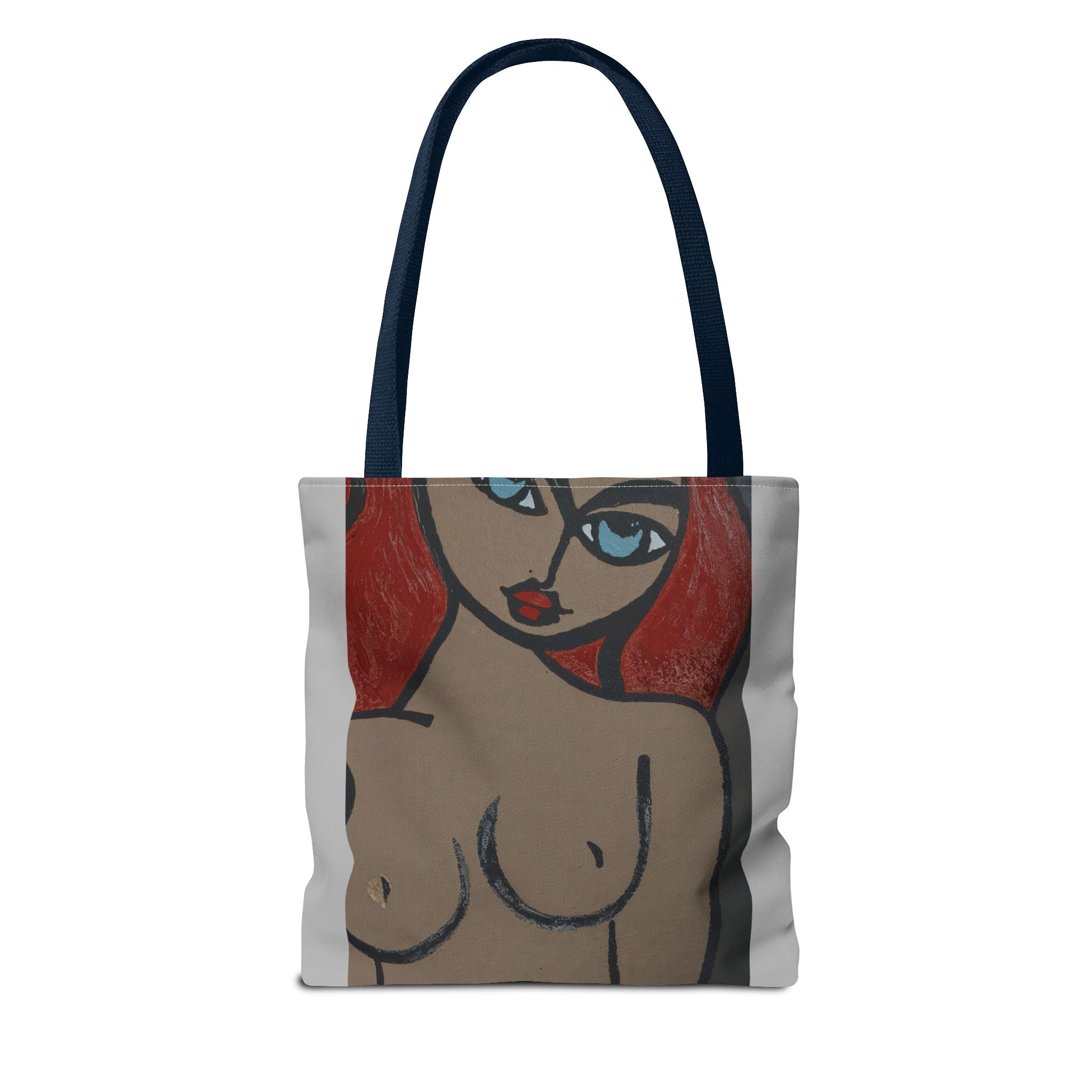 Sac fourre-tout portrait abstrait de femme | Motif expressionniste peint à la main