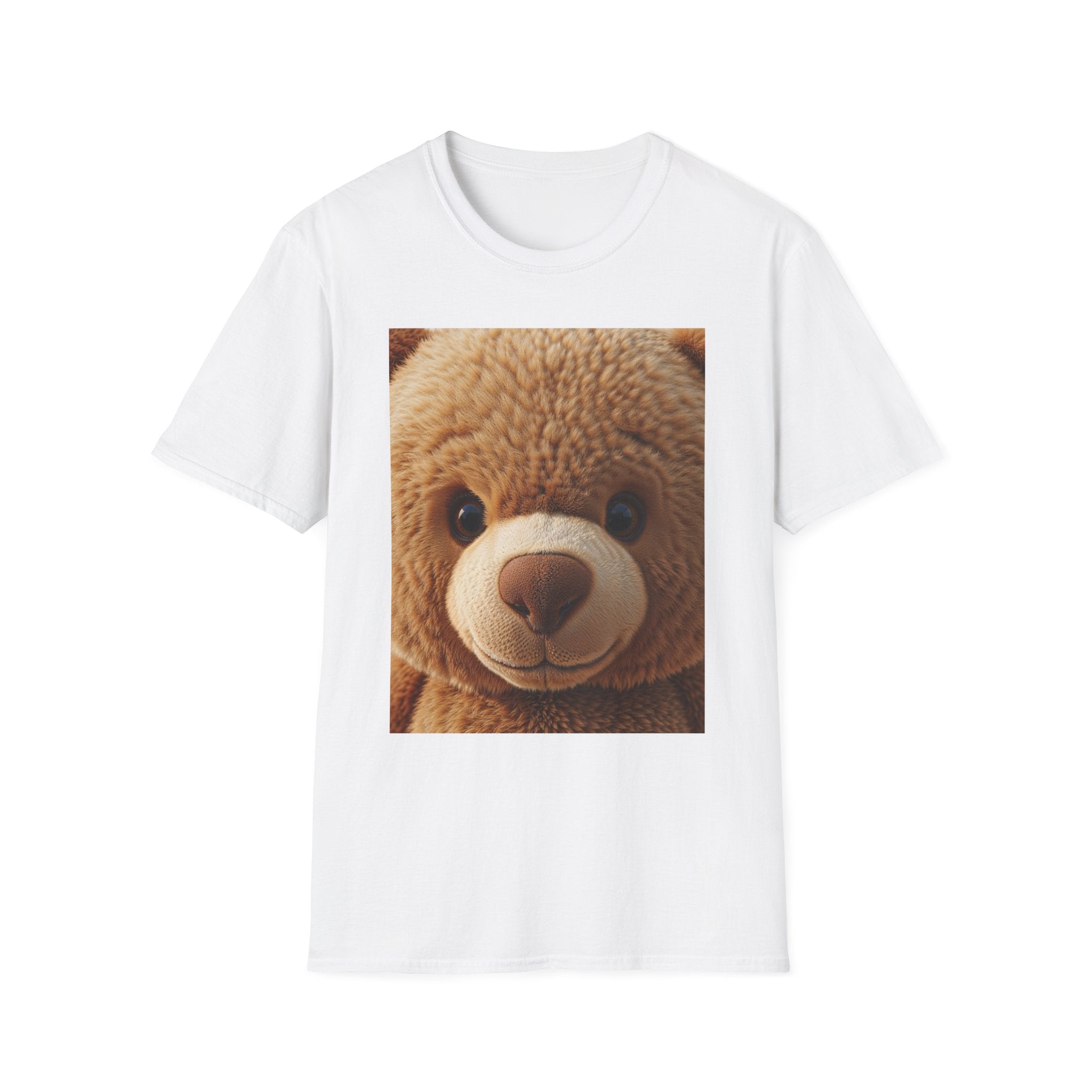 Kawaii Teddy Tee, Cute Cartoon Bear Print, Soft Unisex Tee, Teddy Bear Face T-Shirt | Cute Plush Photo Tee
