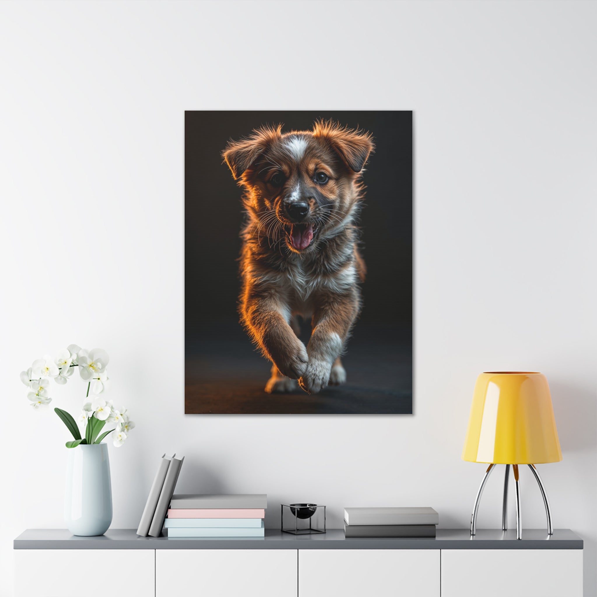 Running Puppy Canvas, gift for dog lovers
