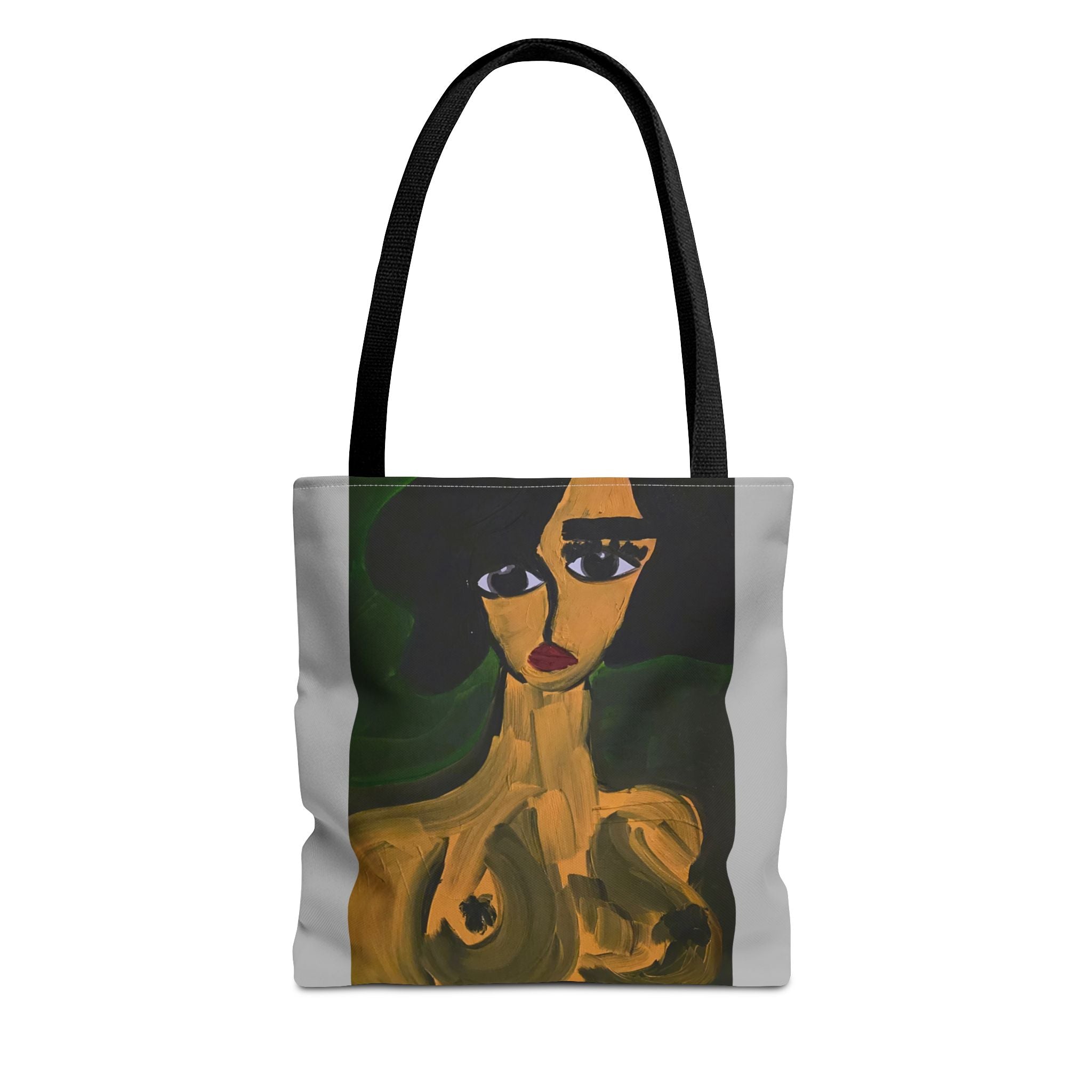 Sac fourre-tout portrait abstrait de femme | Motif expressionniste peint à la main