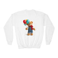 Teddy Bear with Balloons Youth Crewneck Sweatshirt | Kids Teddy Design