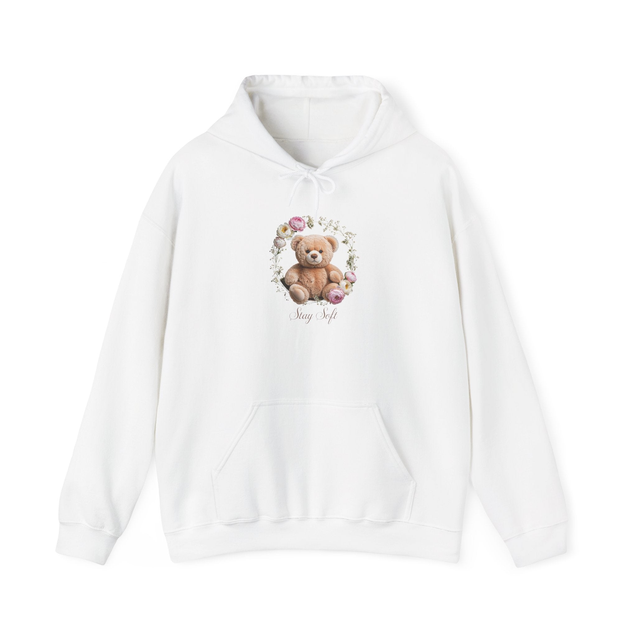 Sweat à capuche ours en peluche et couronne de fleurs | Sweat-shirt ours mignon avec roses