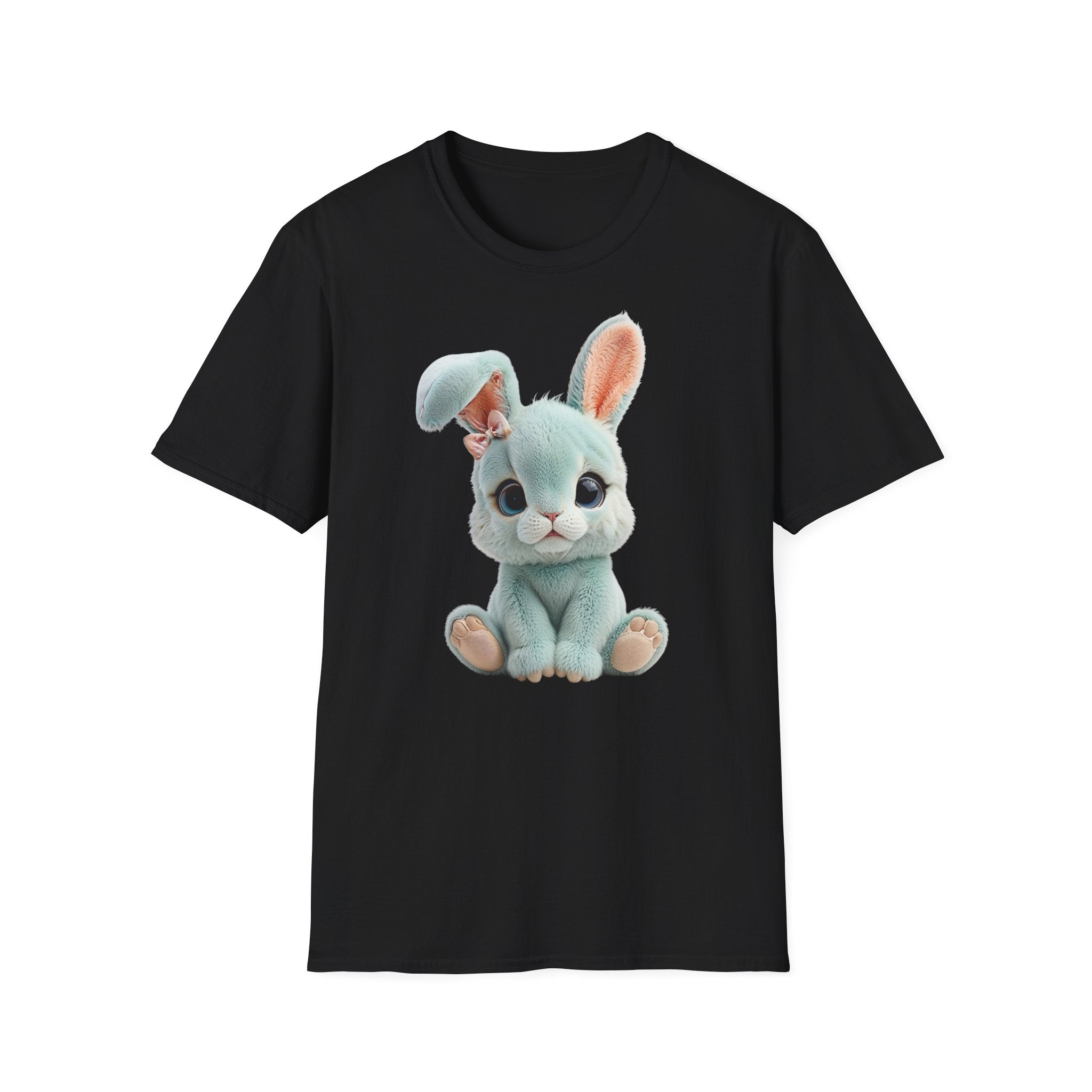 T-shirt Lapin en peluche bleu | T-shirt graphique lapin mignon