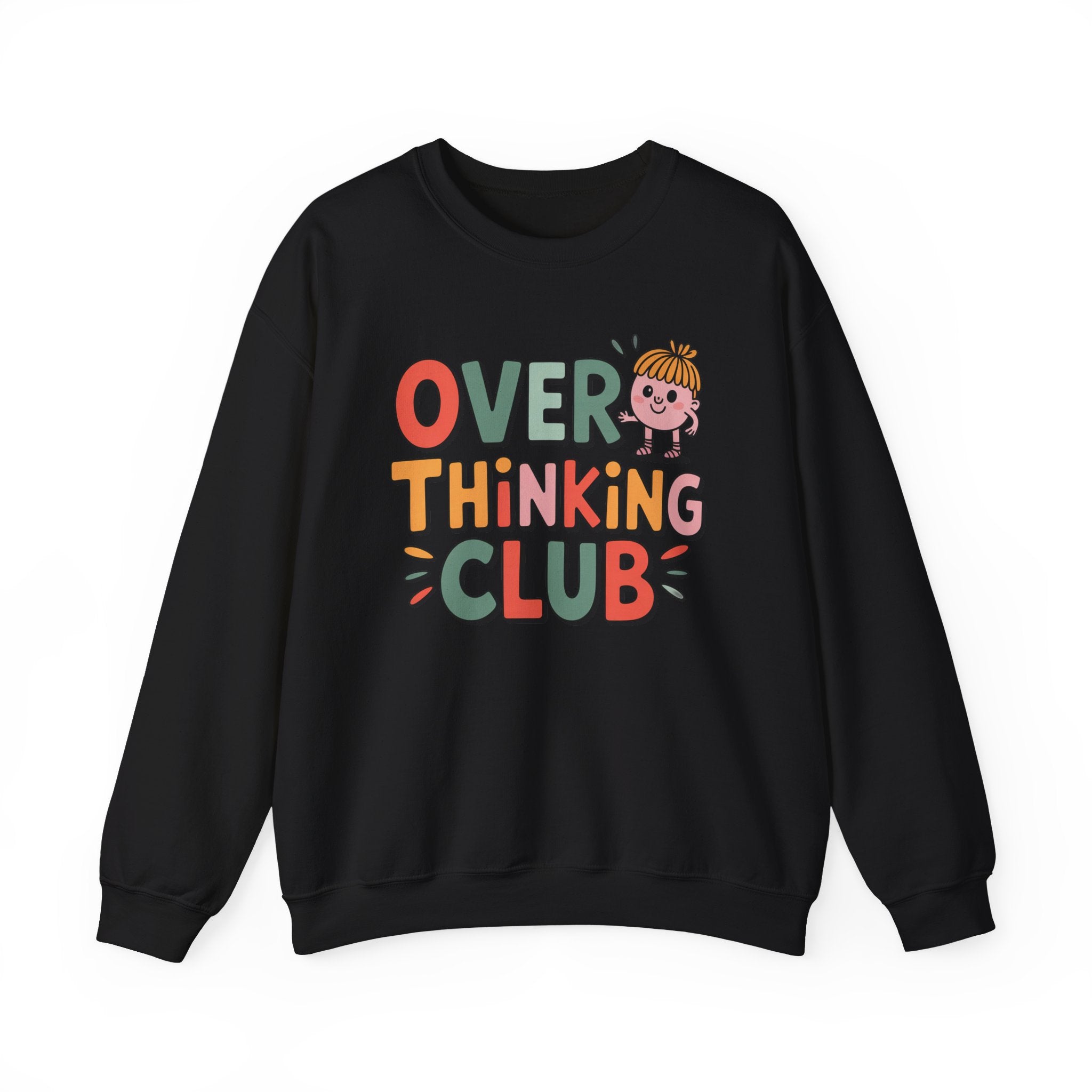 Overthinking Club sweatshirt | Cute cartoon text crewneck, Smart & Funny Slogan Sweatshirt, Trendy Motivational Streetwear