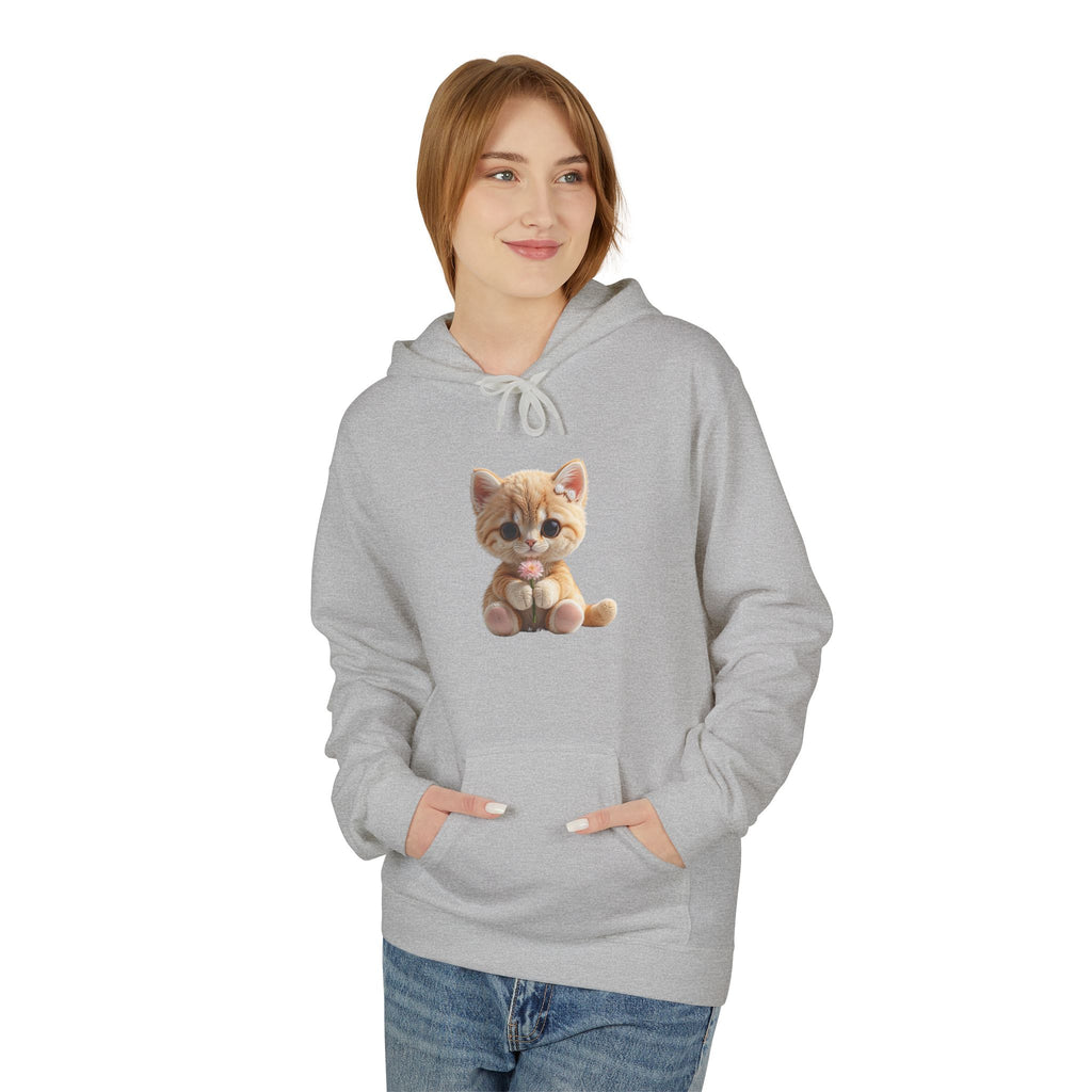 Sweat à capuche chaton assis mignon | Illustration de chat, pull blanc doux