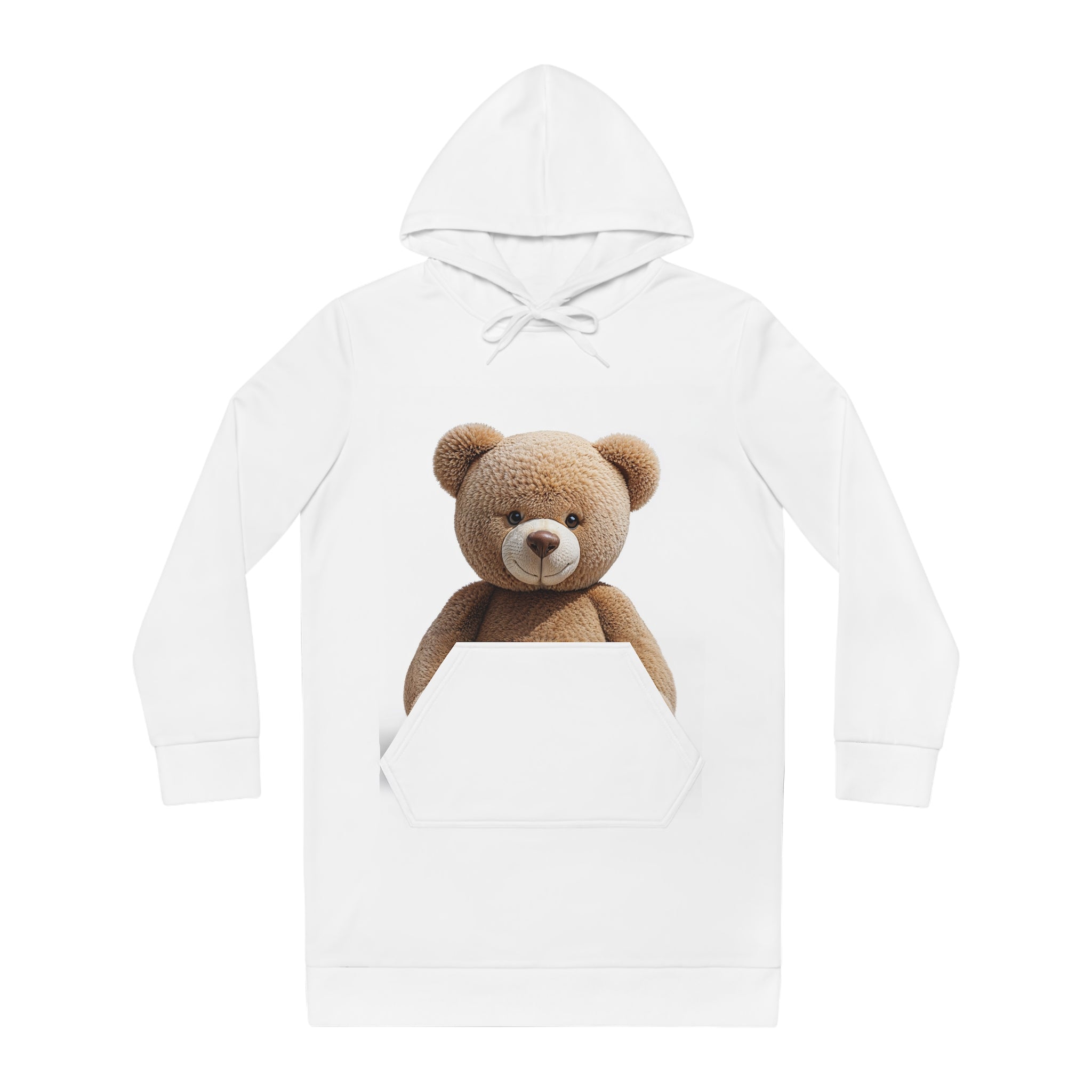 Robe à capuche avec poche ours en peluche | Motif ours en peluche mignon