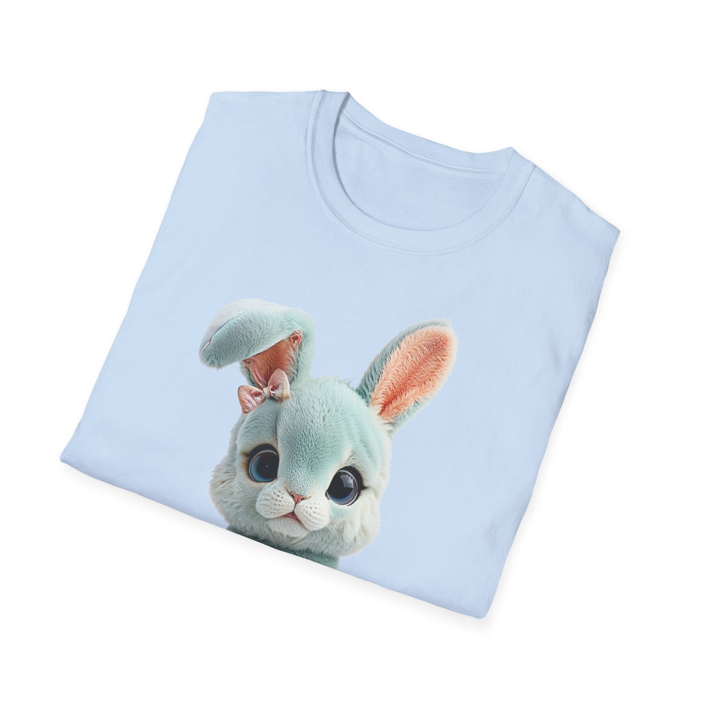 T-shirt Lapin en peluche bleu | T-shirt graphique lapin mignon
