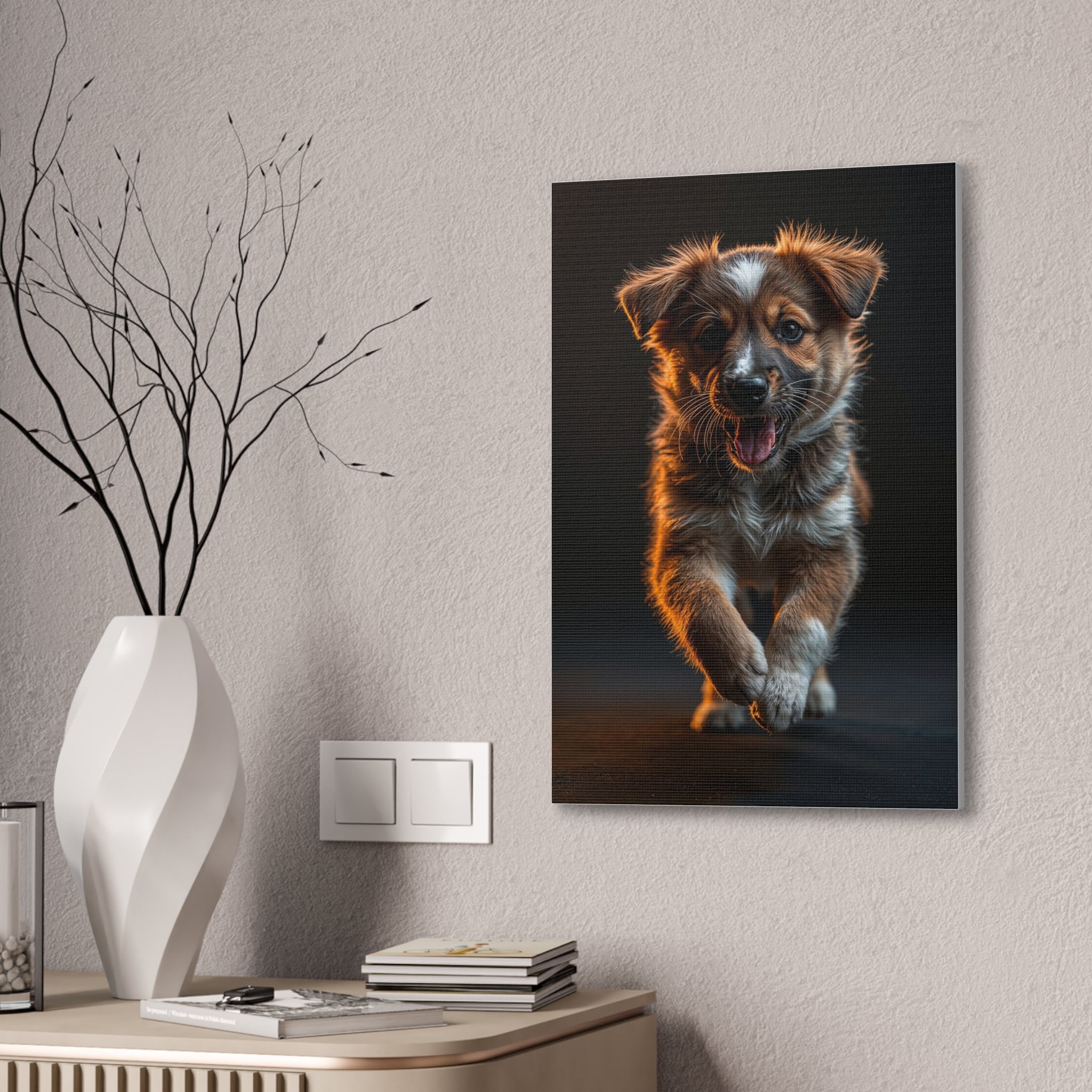 Running Puppy Canvas, gift for dog lovers