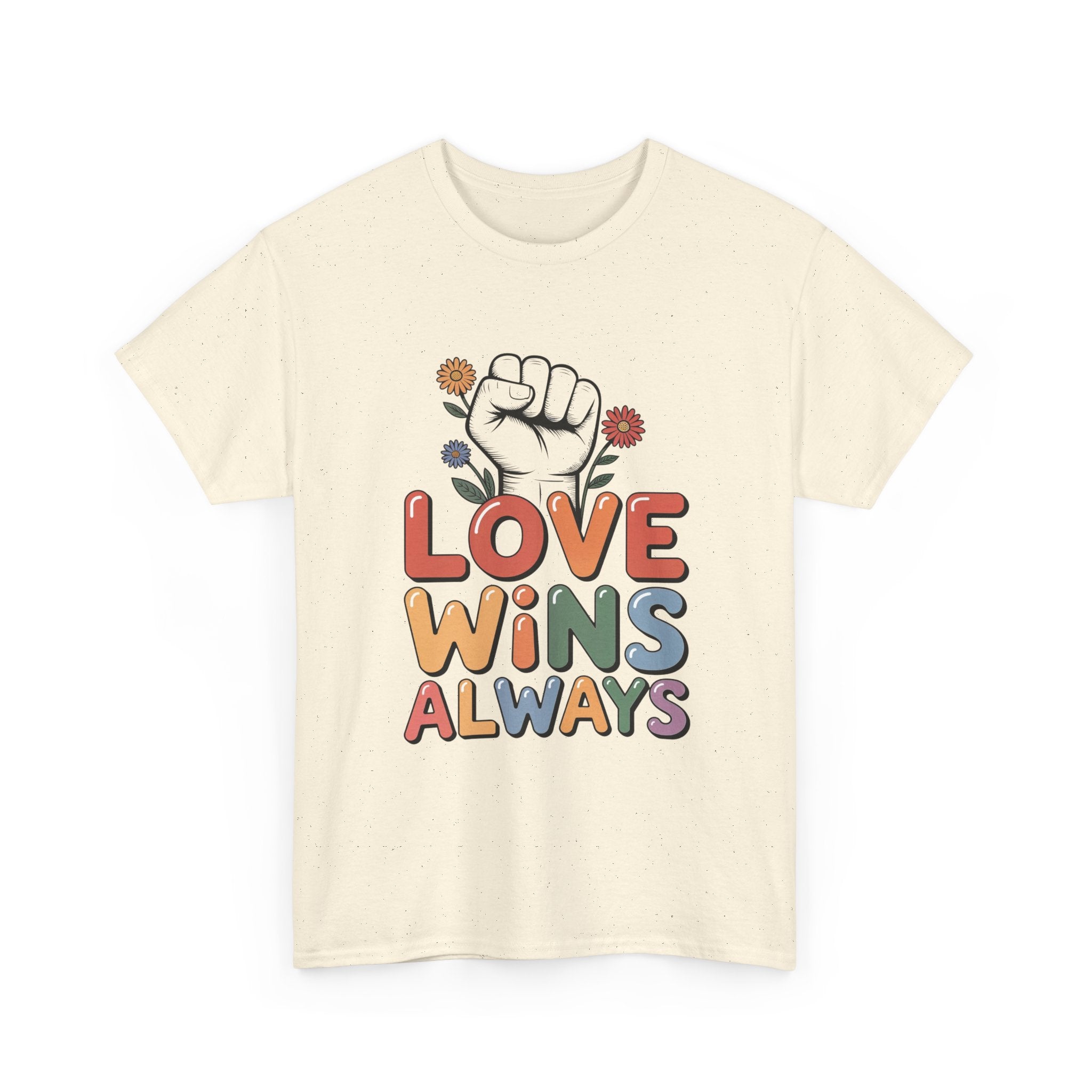 Love Wins Always T-Shirt | Pride heart fist floral design