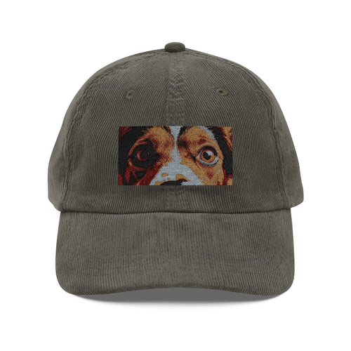 Casquette brodée avec un boxer marron | Casquette de baseball en velours côtelé