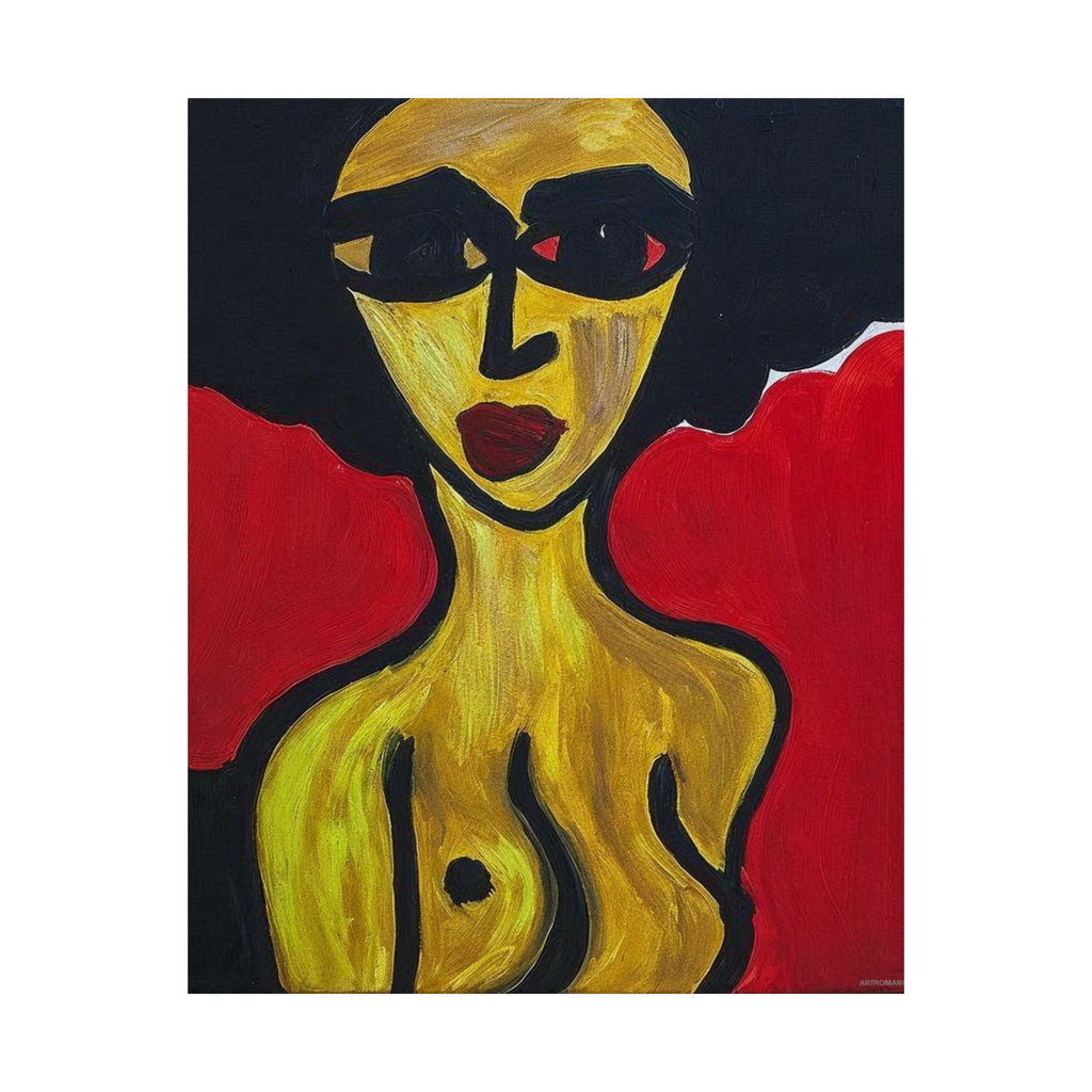 Poster, Abstract Nude Portrait Poster | Expressionist Woman, Bold Colors Poster