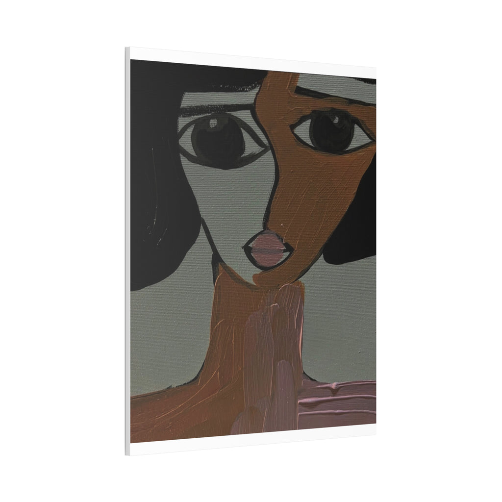 Toile tendue abstraite bicolore représentant un visage | Art mural figuratif moderne