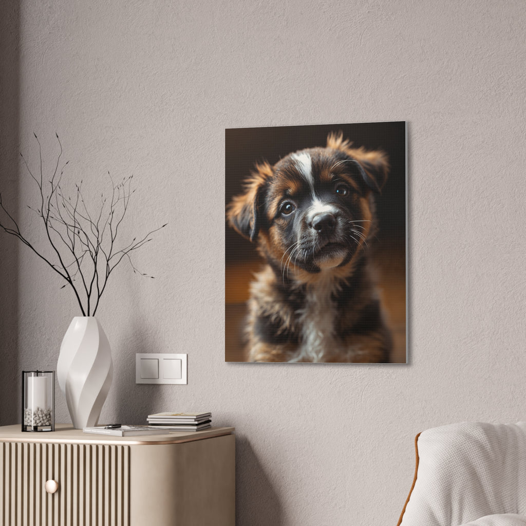 Adorable Puppy Portrait Canvas, gift for dog lovers, wall art with dog