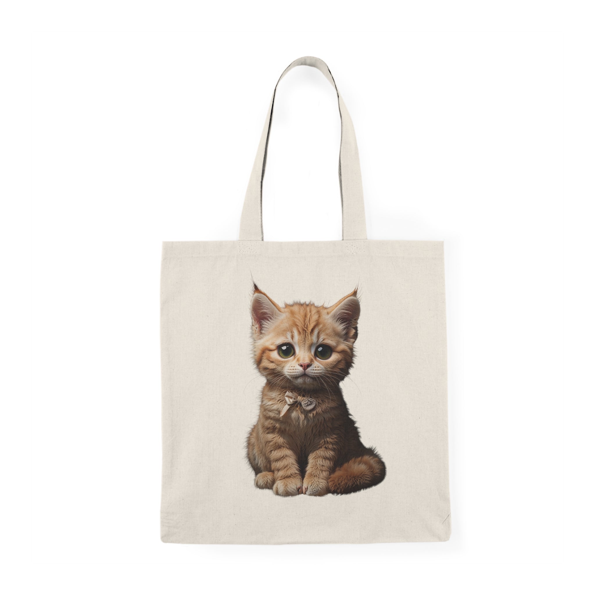 Sac cabas en toile illustré d'un adorable chaton tigré |