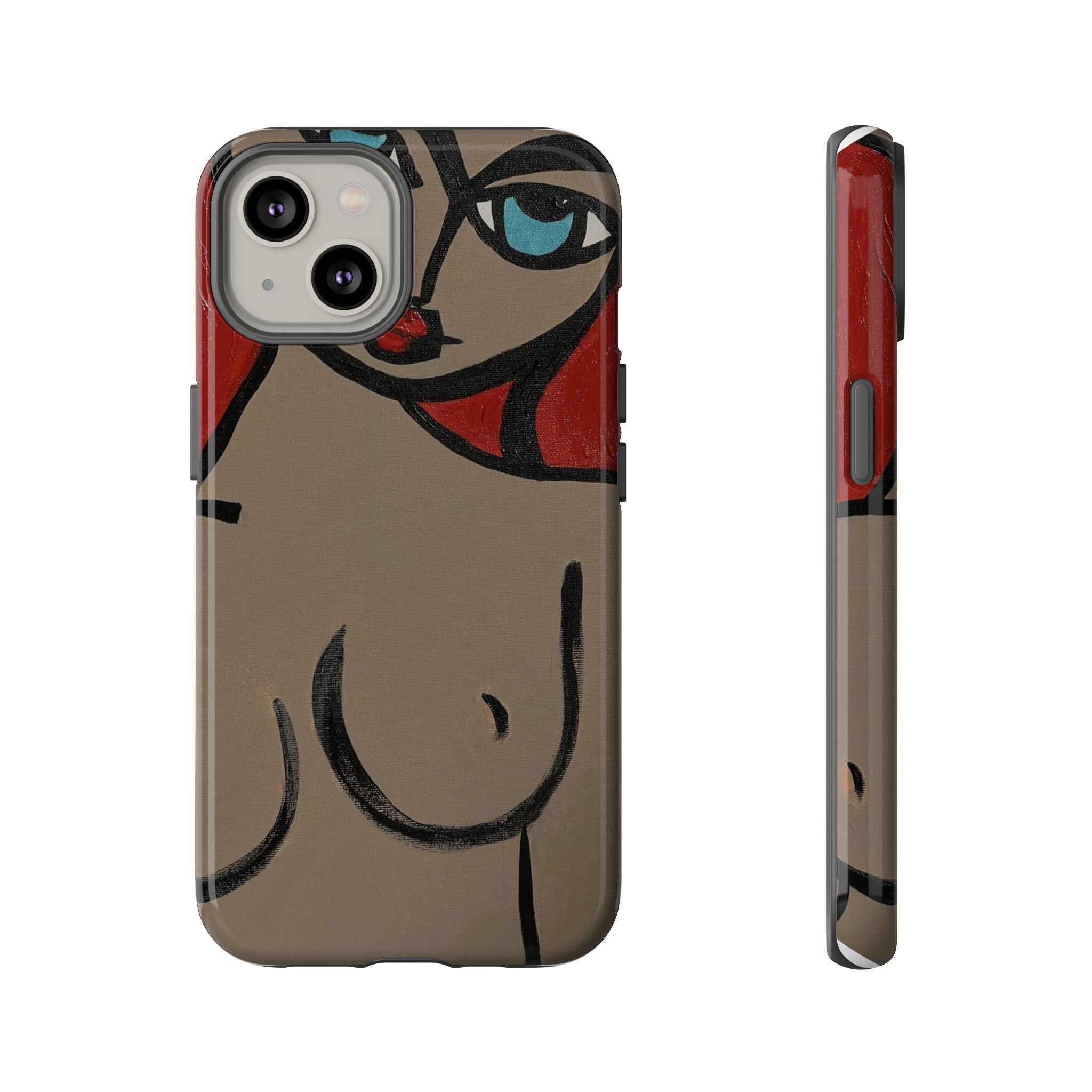 Coque de téléphone minimaliste | Figure féminine abstraite, faite main