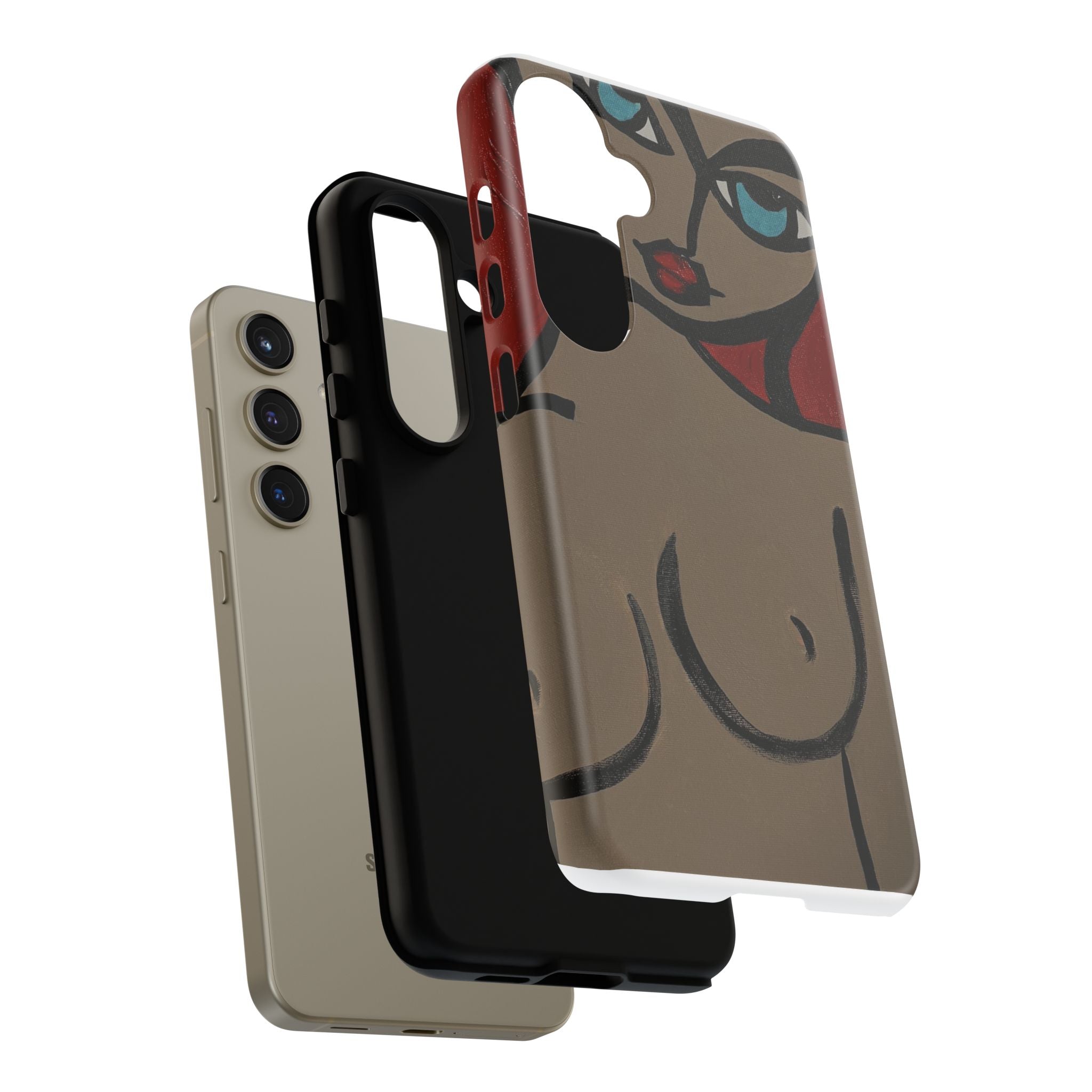 Coque de téléphone minimaliste | Figure féminine abstraite, faite main