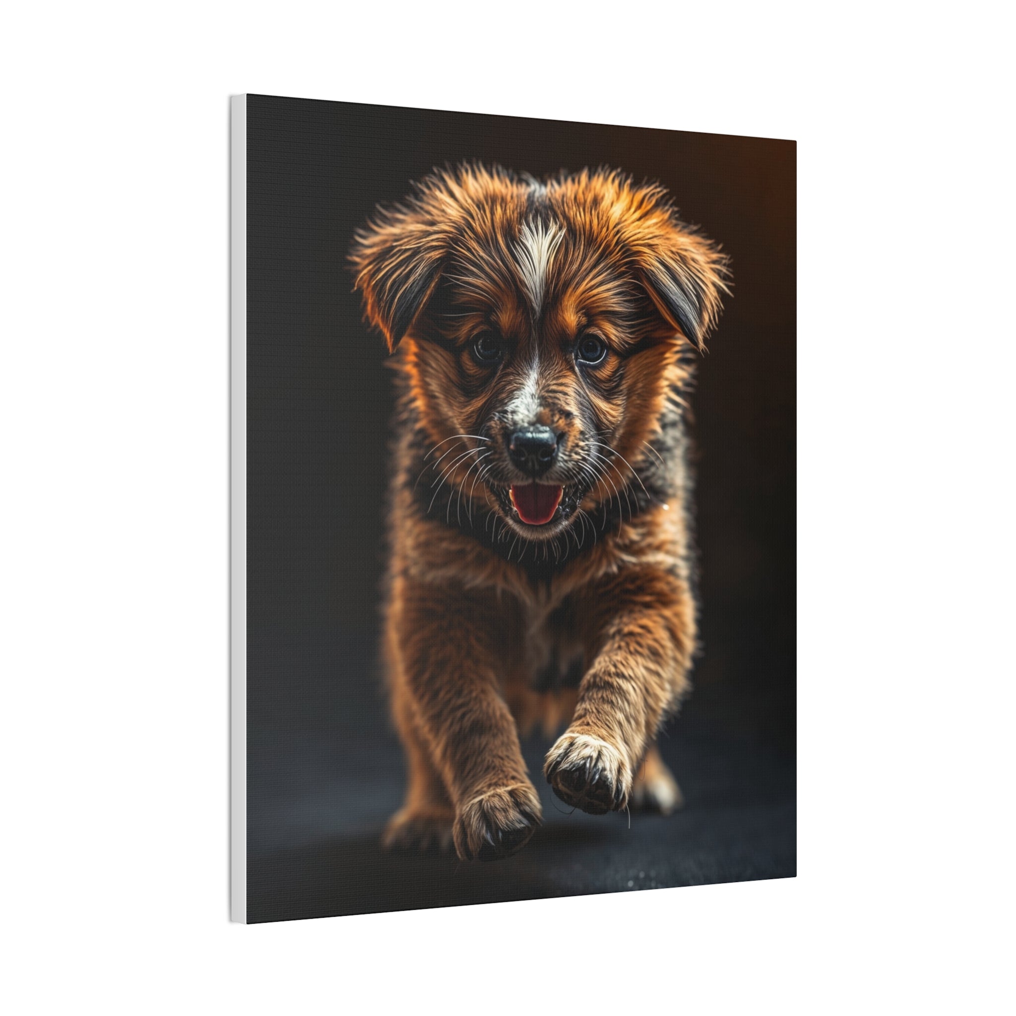 Running Puppy Canvas | Stretched Wall Art, Dog Portrait, gift for dog lovers