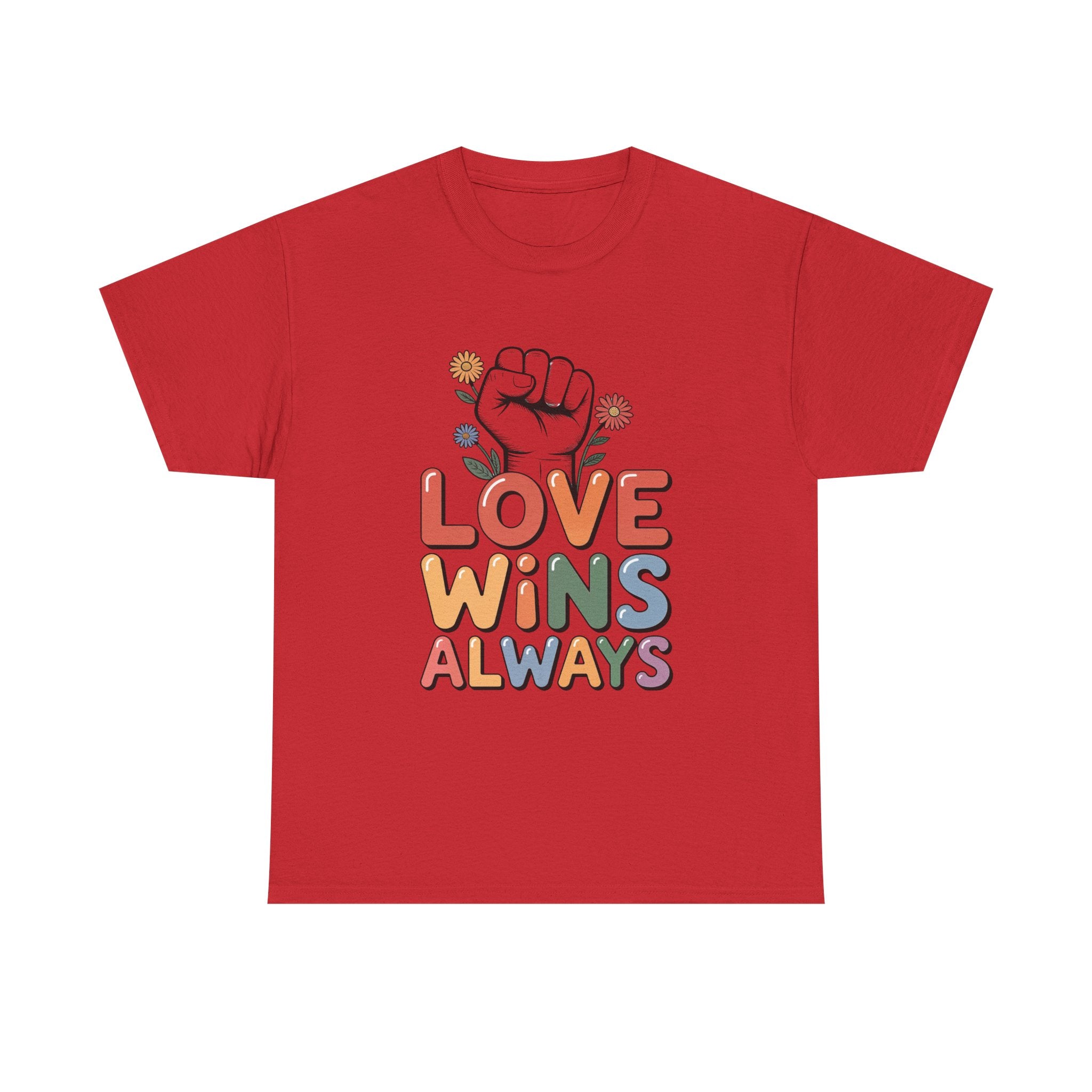 Love Wins Always T-Shirt | Pride heart fist floral design