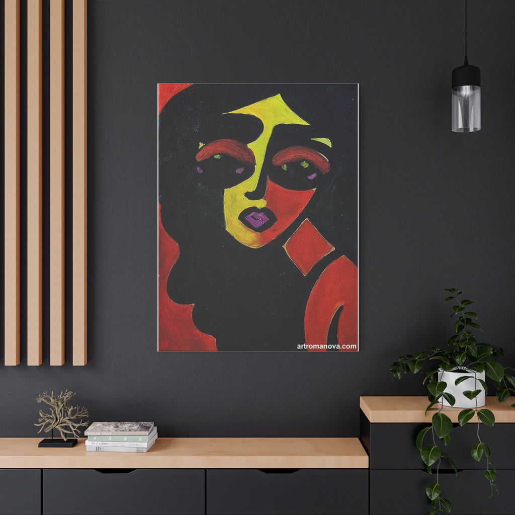 Toile de portrait abstrait à blocs de couleur