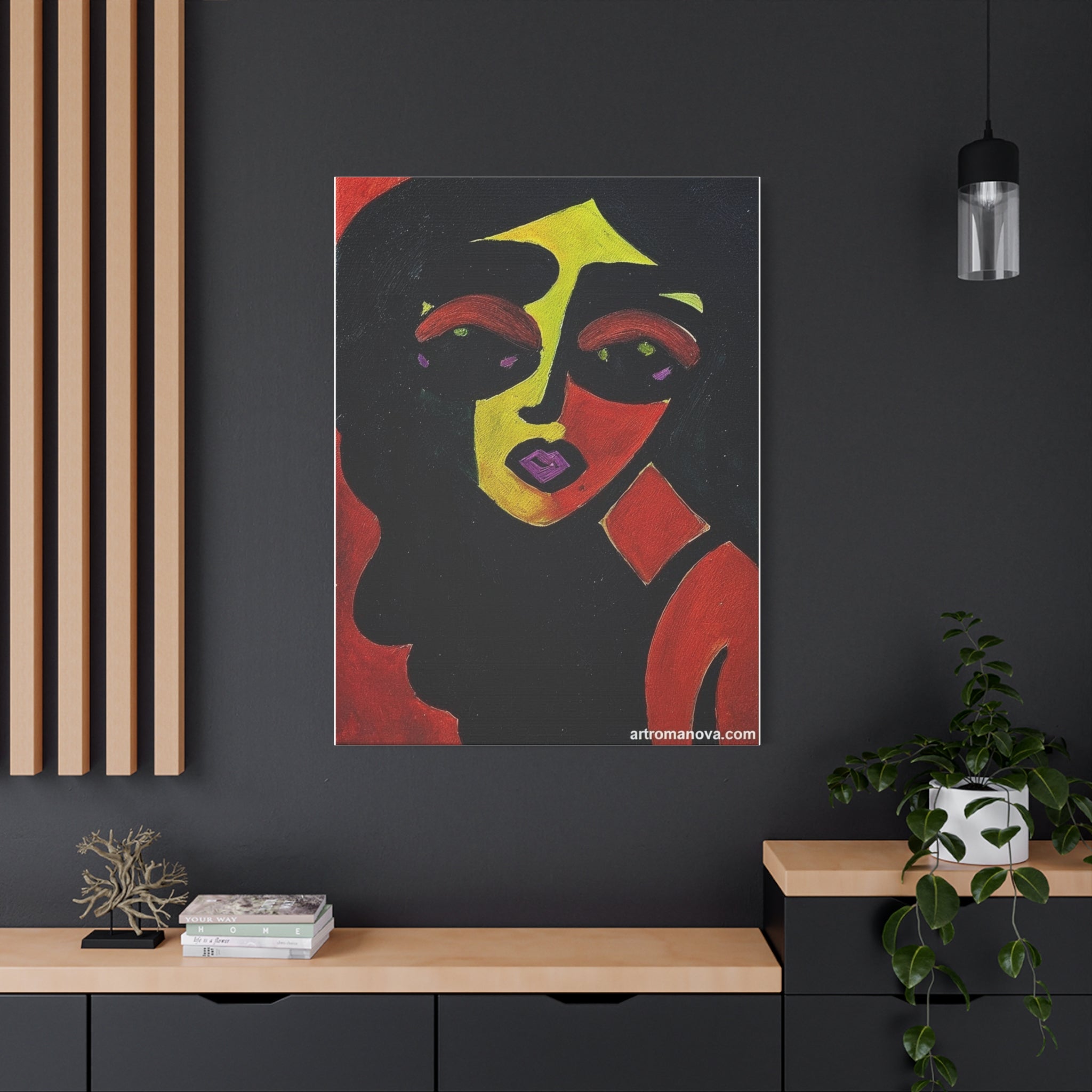 Toile de portrait abstrait à blocs de couleur