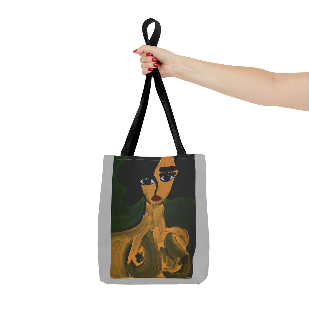 Sac fourre-tout portrait abstrait de femme | Motif expressionniste peint à la main