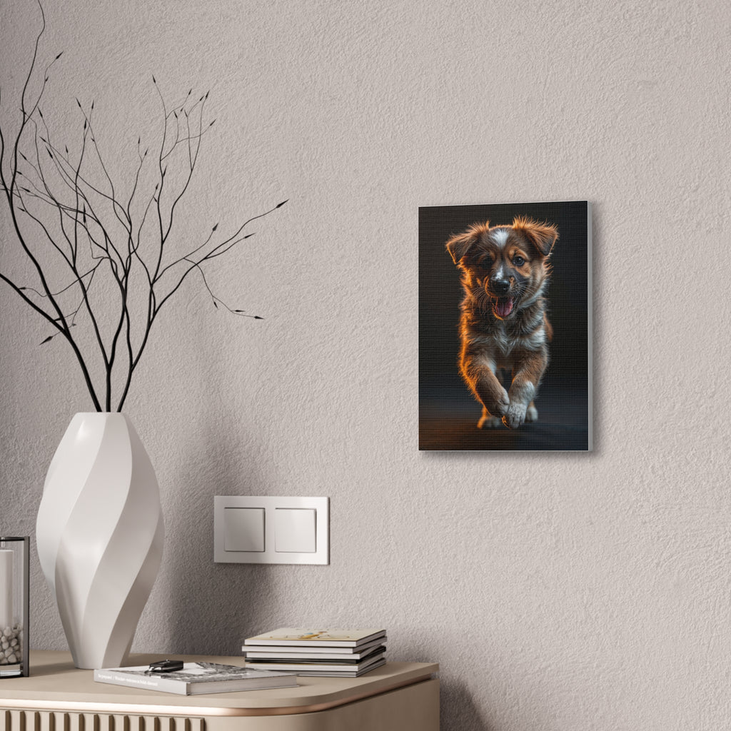 Running Puppy Canvas, gift for dog lovers