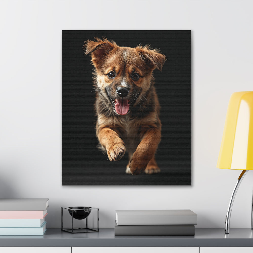 Running Puppy Canvas | Stretched Wall Art, gift for dog lovers