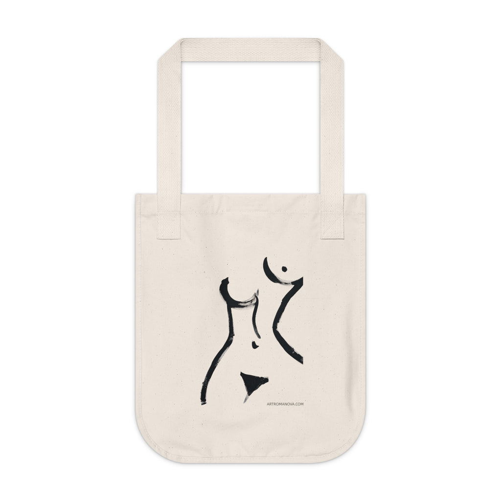 Sac cabas silhouette féminine | Cabas en toile, fait main, coton écologique
