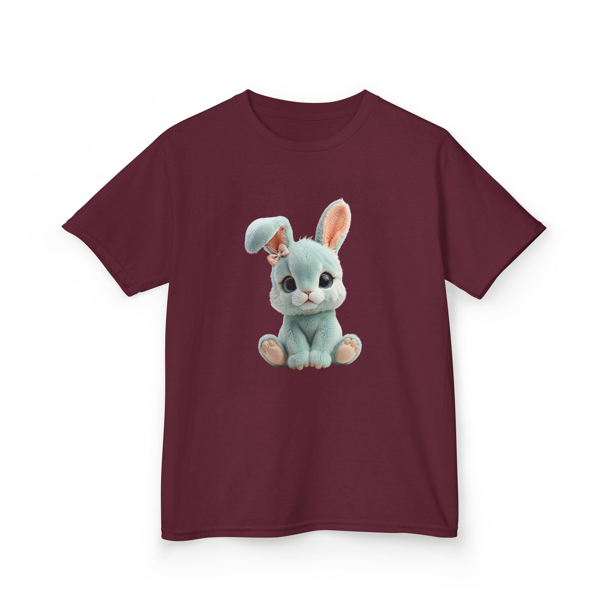 T-shirt enfant lapin en peluche mignon | Illustration de lapin bleu pastel, T-shirt de Pâques