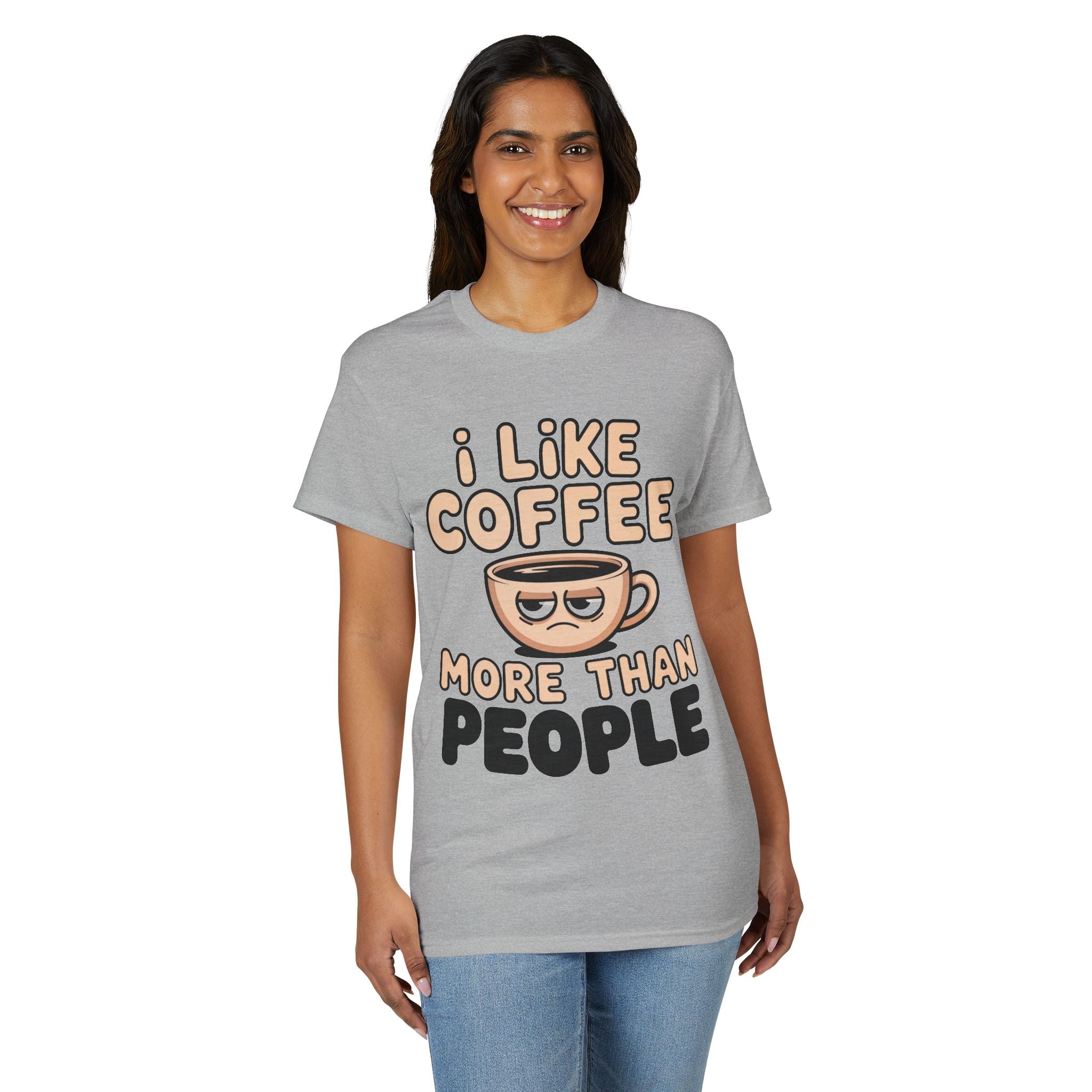 I Like Coffee More Than People T-Shirt | Coffee Lover Tee, Original Motivational T-Shirt, Unisex Cotton Graphic Tee