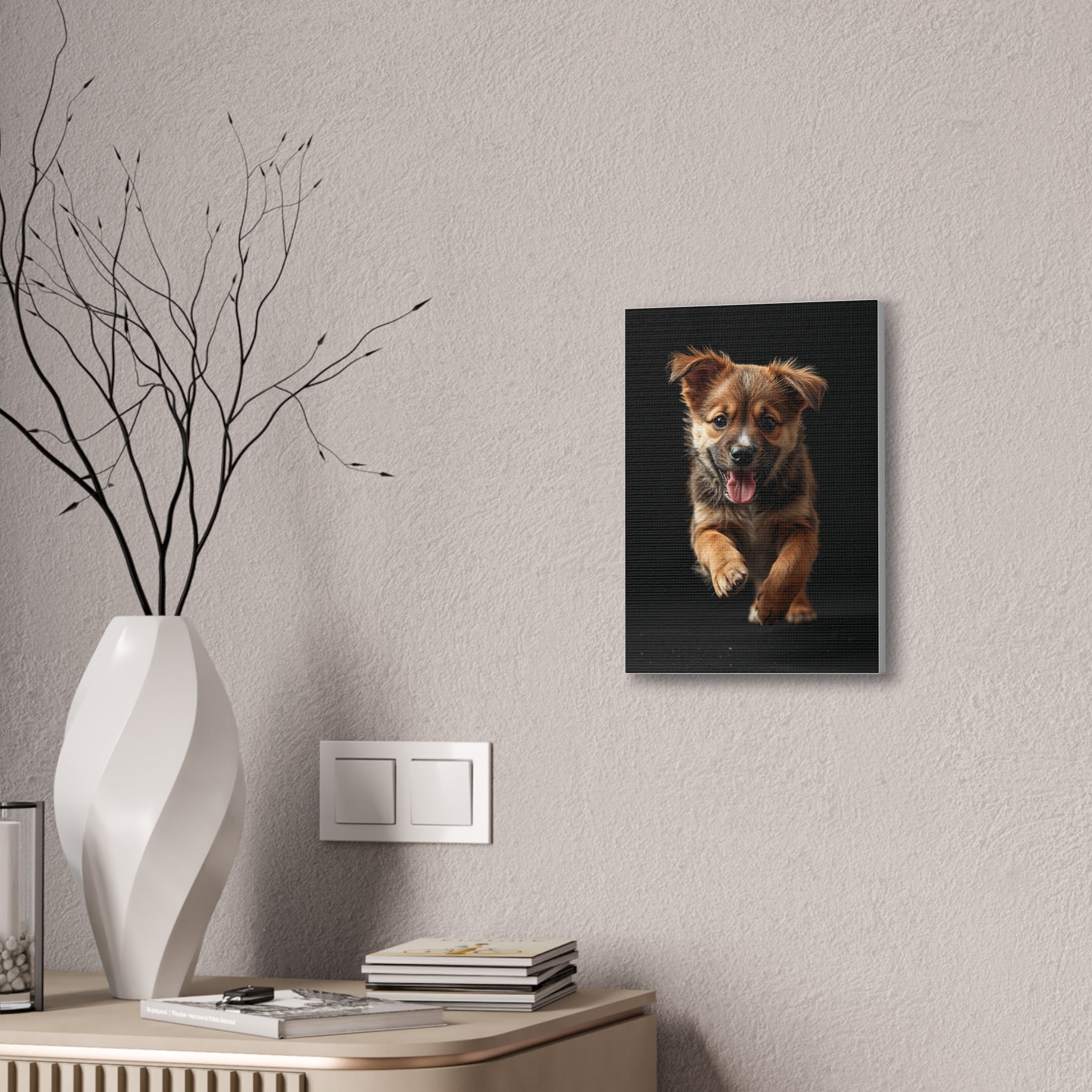 Running Puppy Canvas | Stretched Wall Art, gift for dog lovers