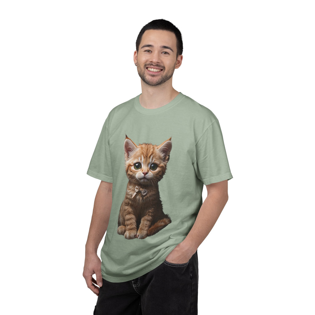 Kitten Illustration T-Shirt | Realistic Cat Portrait, organic cotton