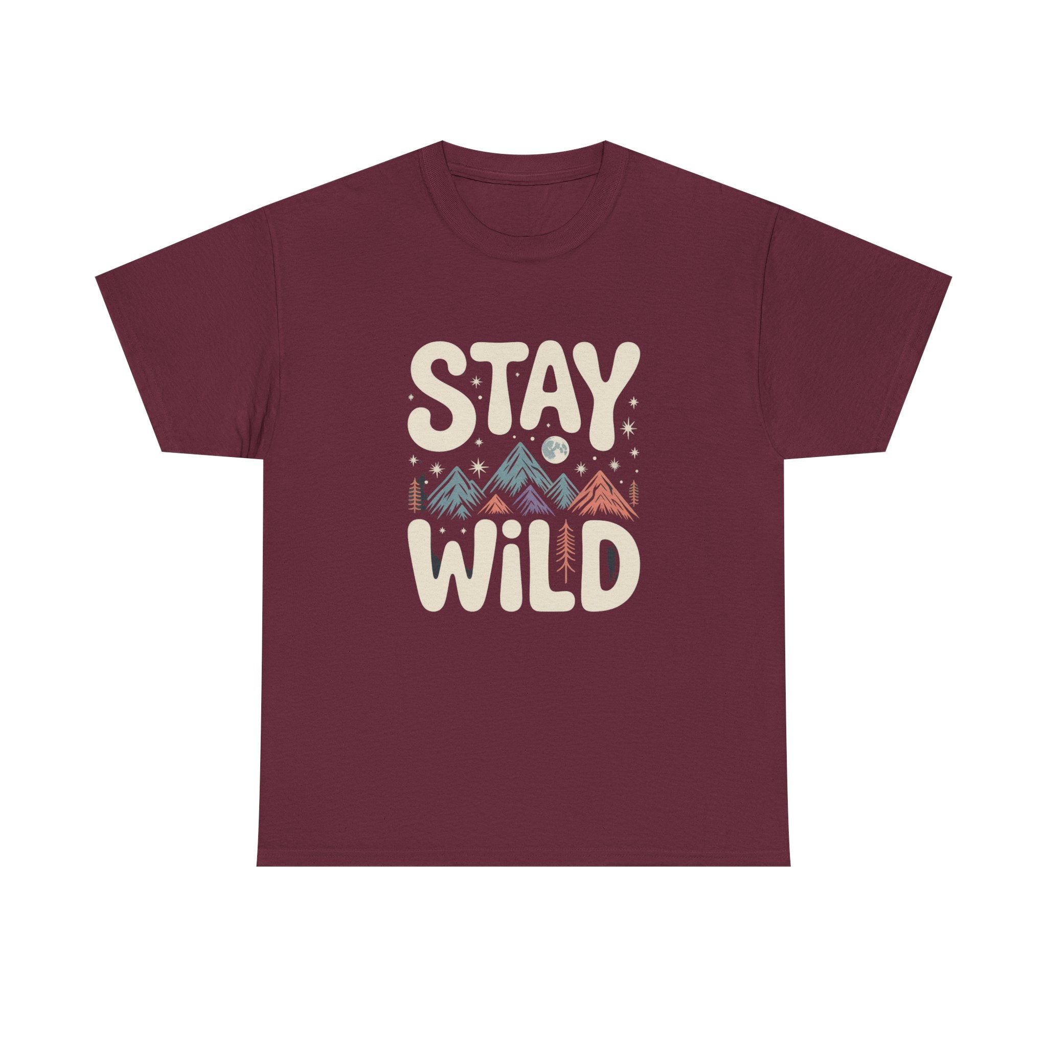 Stay Wild Tee | retro nature typography tee, freedom shirt