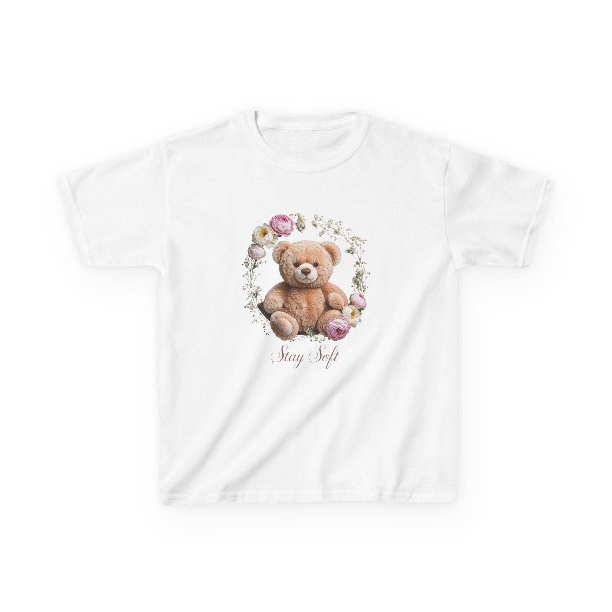 T-shirt enfant ours en peluche | T-shirt ours en peluche fleuri, T-shirt ours en peluche kawaii, Imprimé ours mignon, T-shirt unisexe doux
