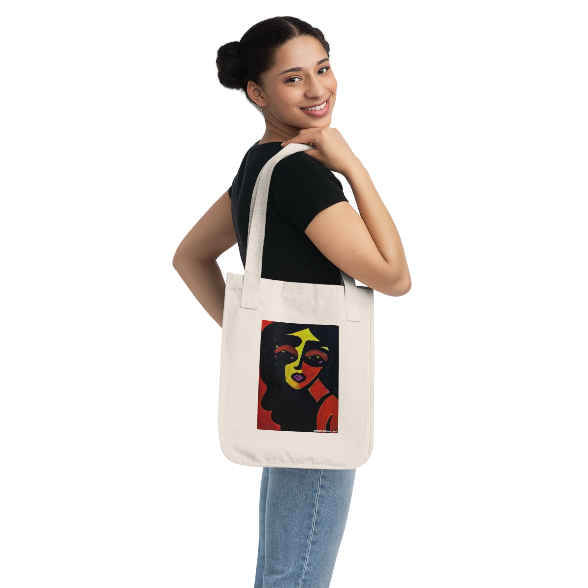 Woman Portrait Tote Bag | Pop Art Face Canvas Tote, eco cotton tote, handmade