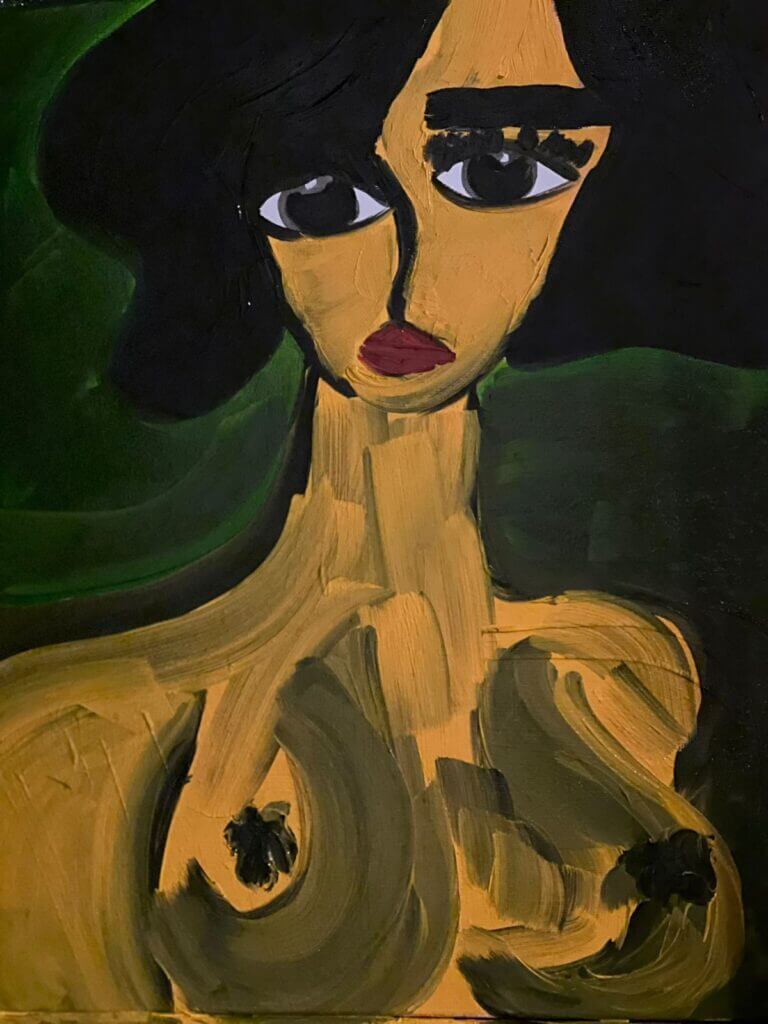 Monica — Modern Minimalism Style Acrylic Abstract Portrait on Canvas