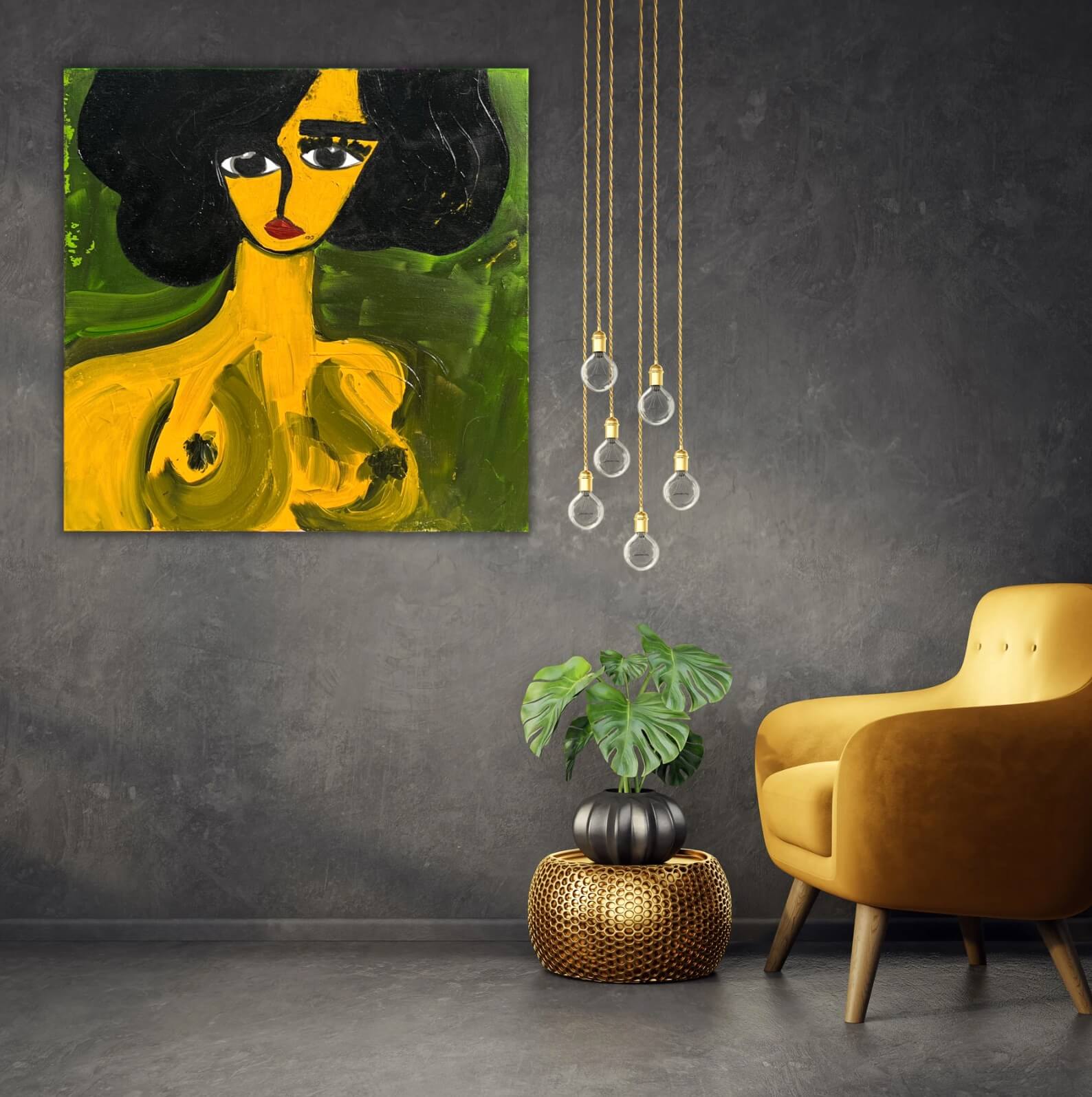 Monica — Modern Minimalism Style Acrylic Abstract Portrait on Canvas