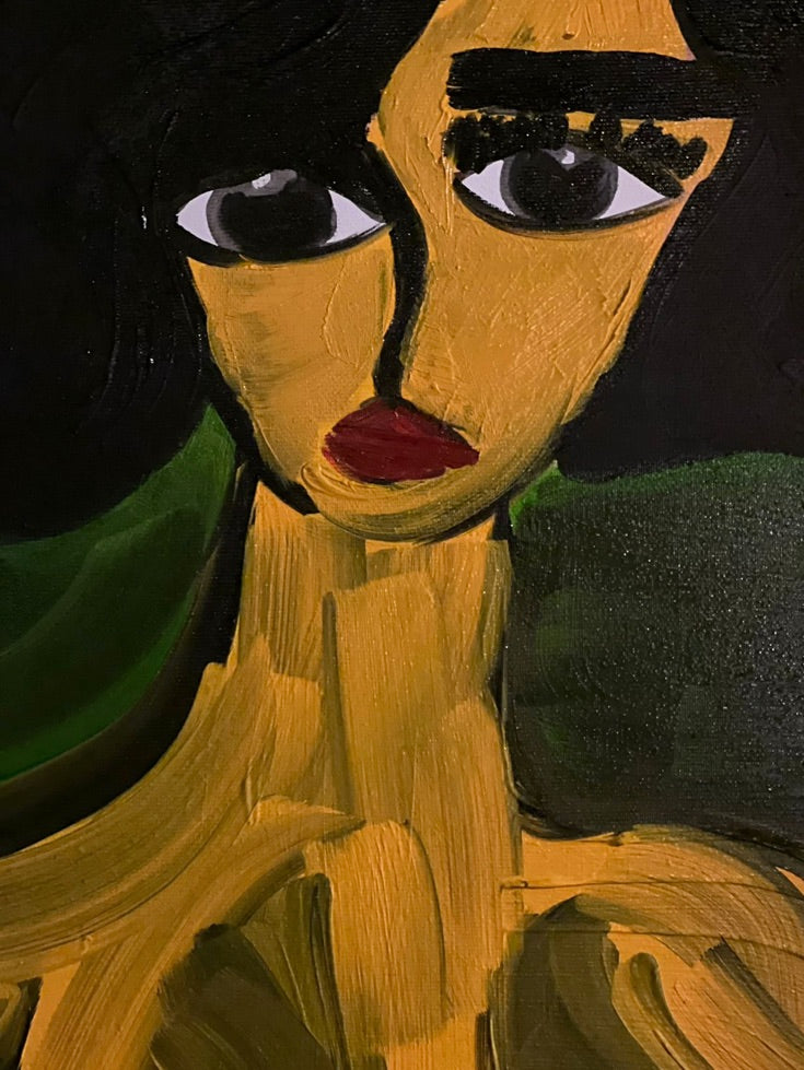 Monica — Modern Minimalism Style Acrylic Abstract Portrait on Canvas